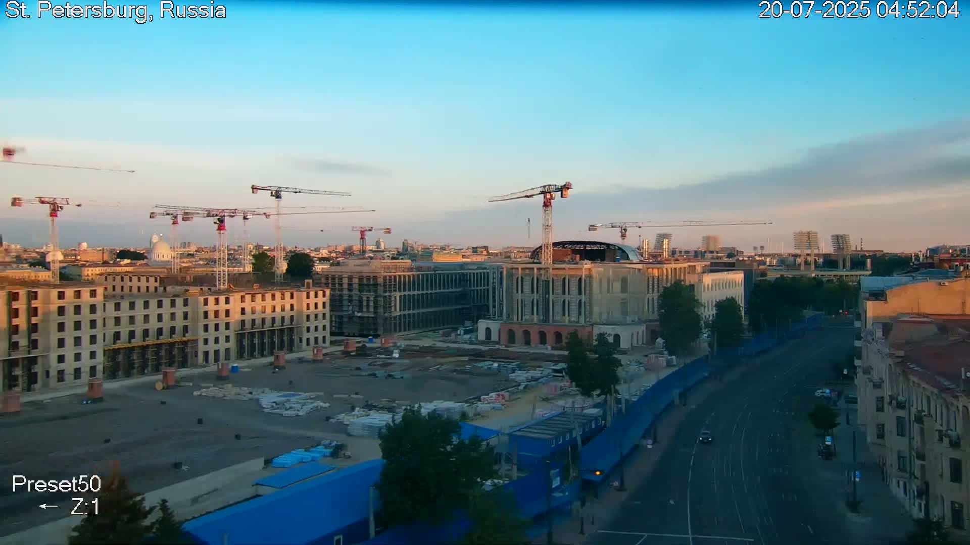 St. Petersburg City Panoramic from Petrogradsky Island Skyline Live Cam -Kronverkskoye, Petrogradsky, Saint Petersburg, Northwestern (Severo-Zapadnyy), Russia