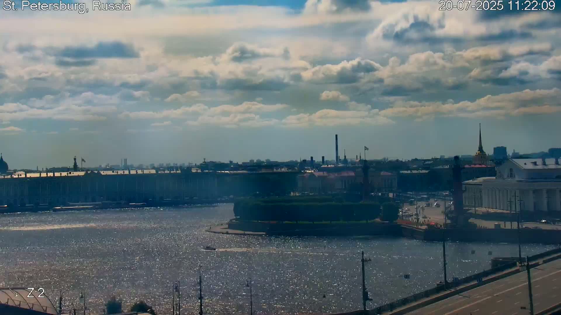 St. Petersburg City Panoramic from Petrogradsky Island Skyline Live Cam -Kronverkskoye, Petrogradsky, Saint Petersburg, Northwestern (Severo-Zapadnyy), Russia