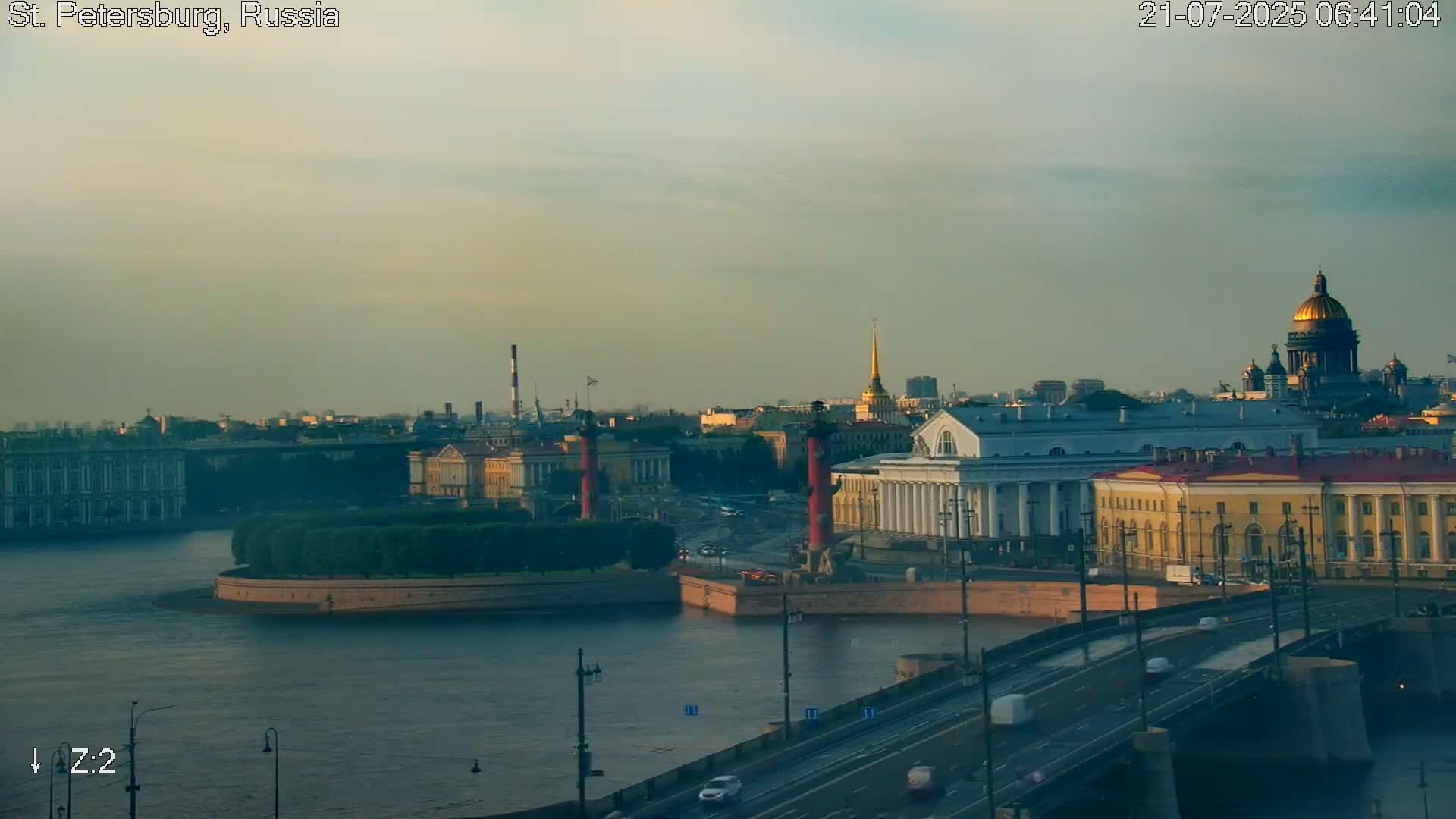 St. Petersburg City Panoramic from Petrogradsky Island Skyline Live Cam -Kronverkskoye, Petrogradsky, Saint Petersburg, Northwestern (Severo-Zapadnyy), Russia