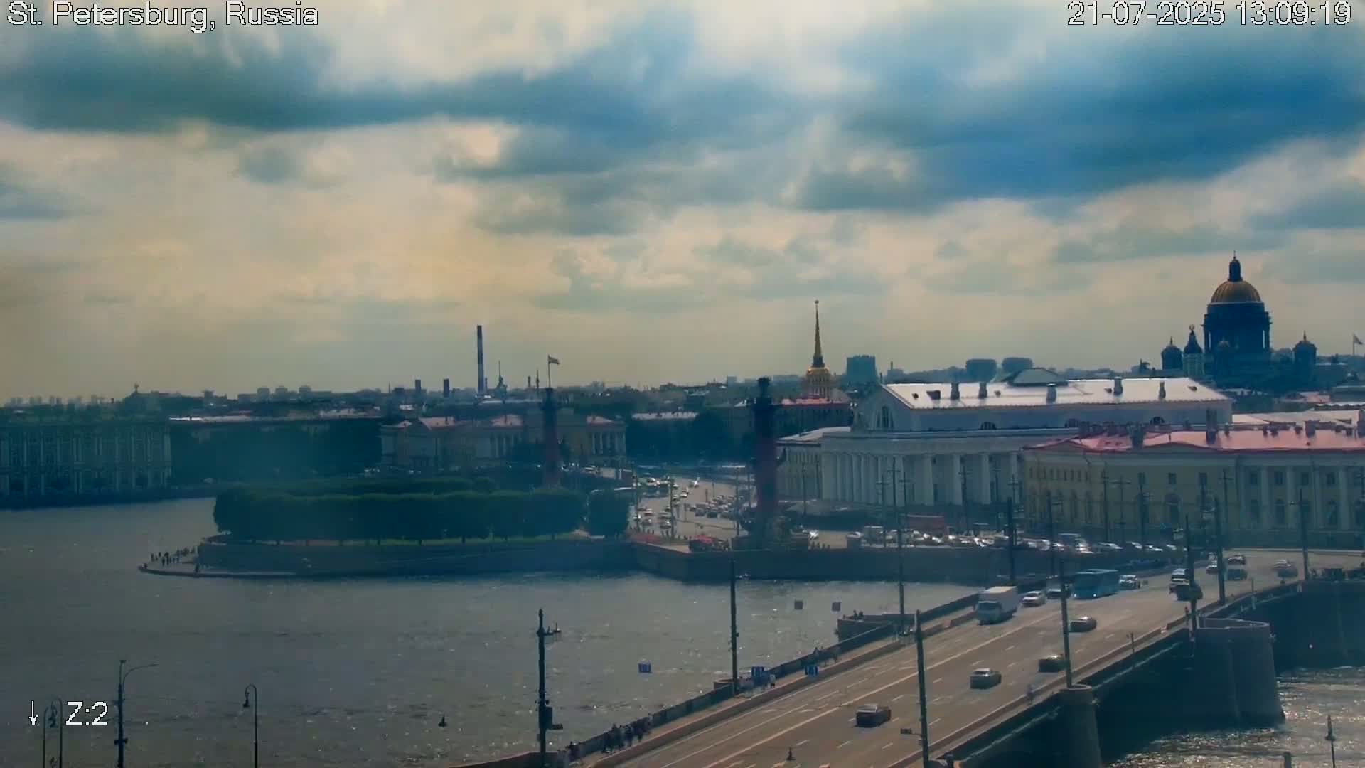 St. Petersburg City Panoramic from Petrogradsky Island Skyline Live Cam -Kronverkskoye, Petrogradsky, Saint Petersburg, Northwestern (Severo-Zapadnyy), Russia