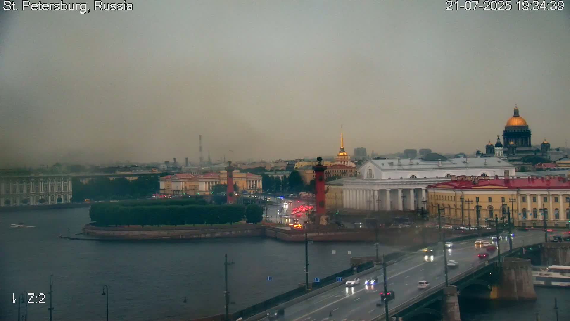 St. Petersburg City Panoramic from Petrogradsky Island Skyline Live Cam -Kronverkskoye, Petrogradsky, Saint Petersburg, Northwestern (Severo-Zapadnyy), Russia