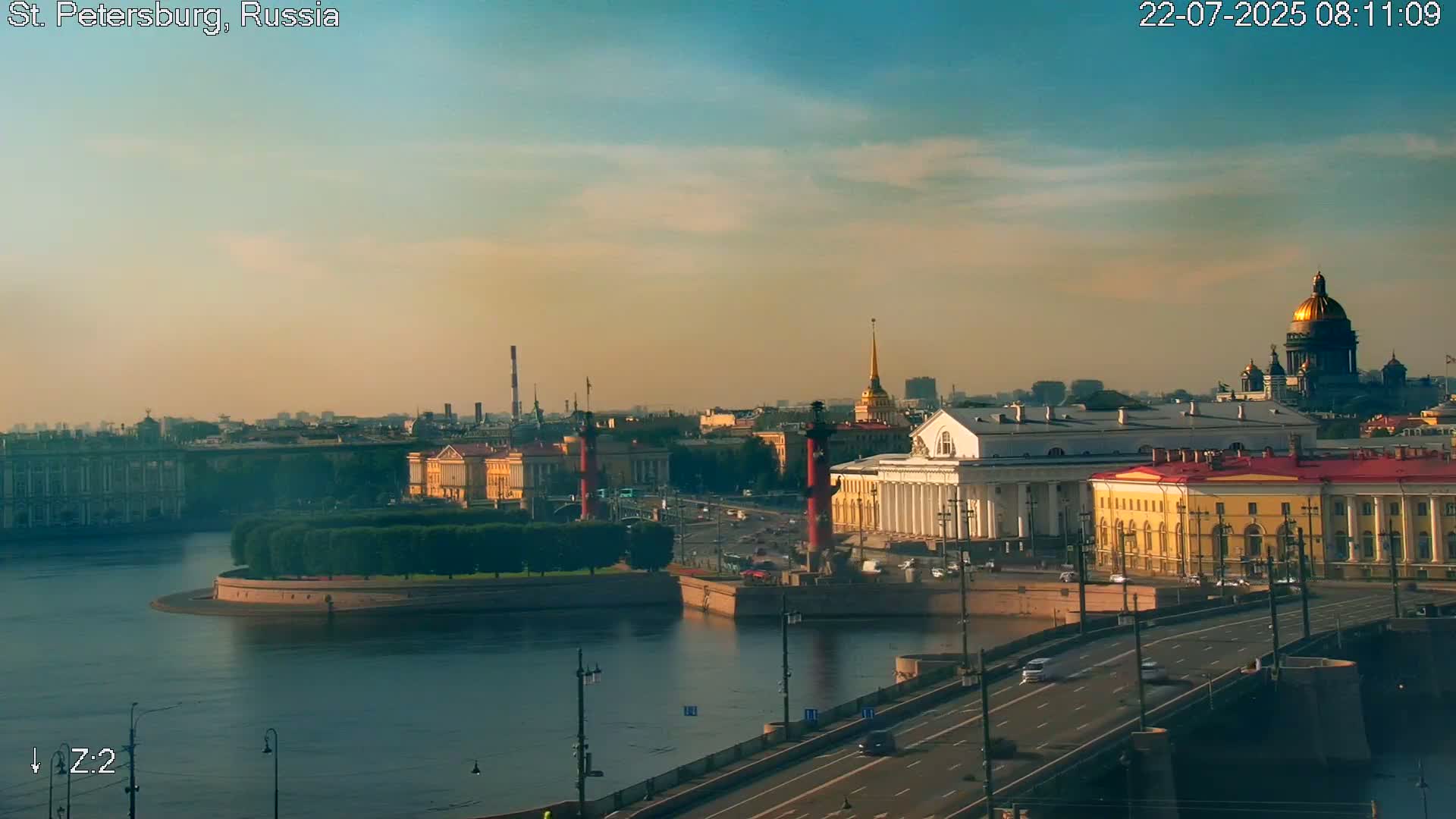St. Petersburg City Panoramic from Petrogradsky Island Skyline Live Cam -Kronverkskoye, Petrogradsky, Saint Petersburg, Northwestern (Severo-Zapadnyy), Russia