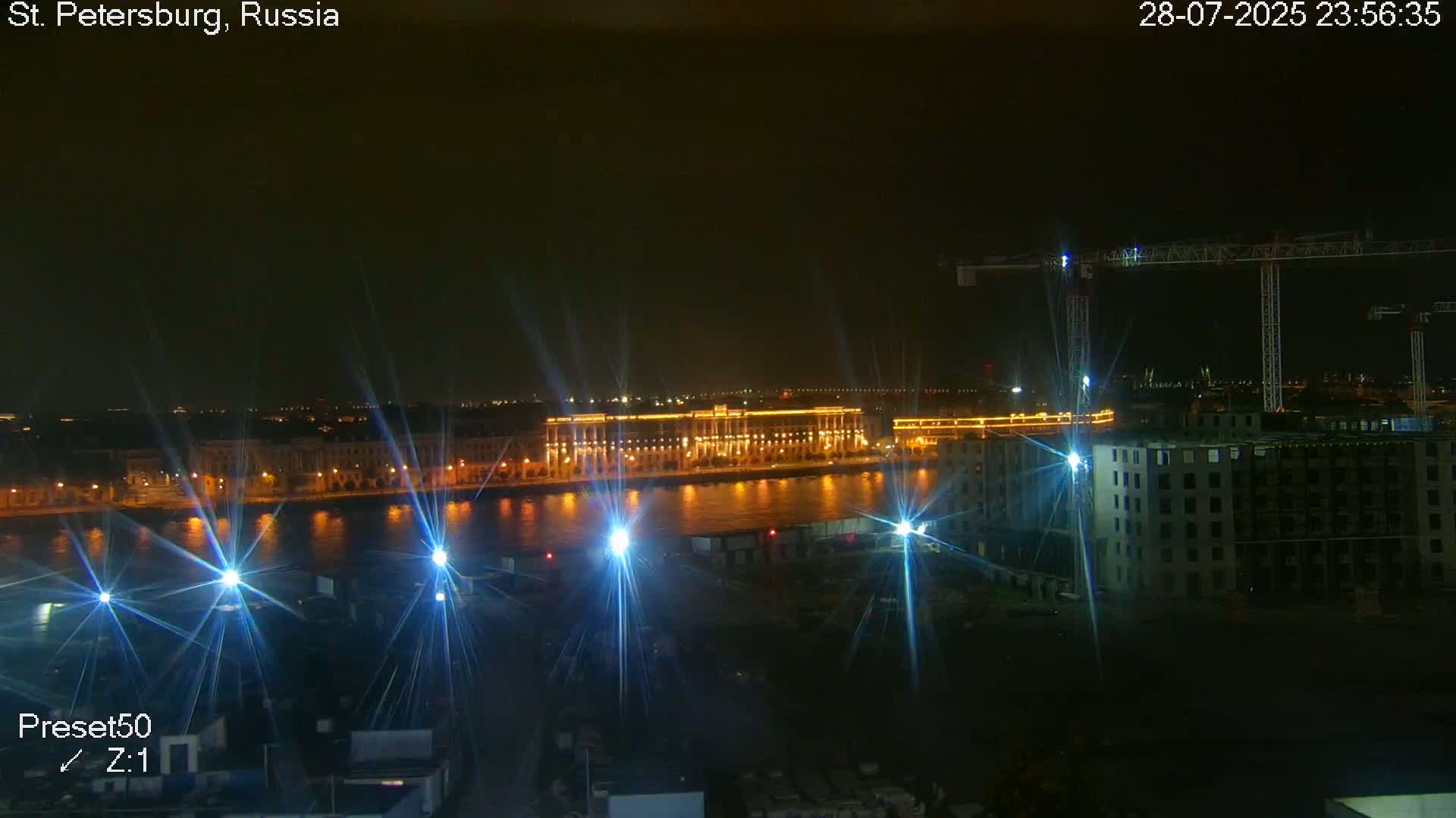 St. Petersburg City Panoramic from Petrogradsky Island Skyline Live Cam -Kronverkskoye, Petrogradsky, Saint Petersburg, Northwestern (Severo-Zapadnyy), Russia