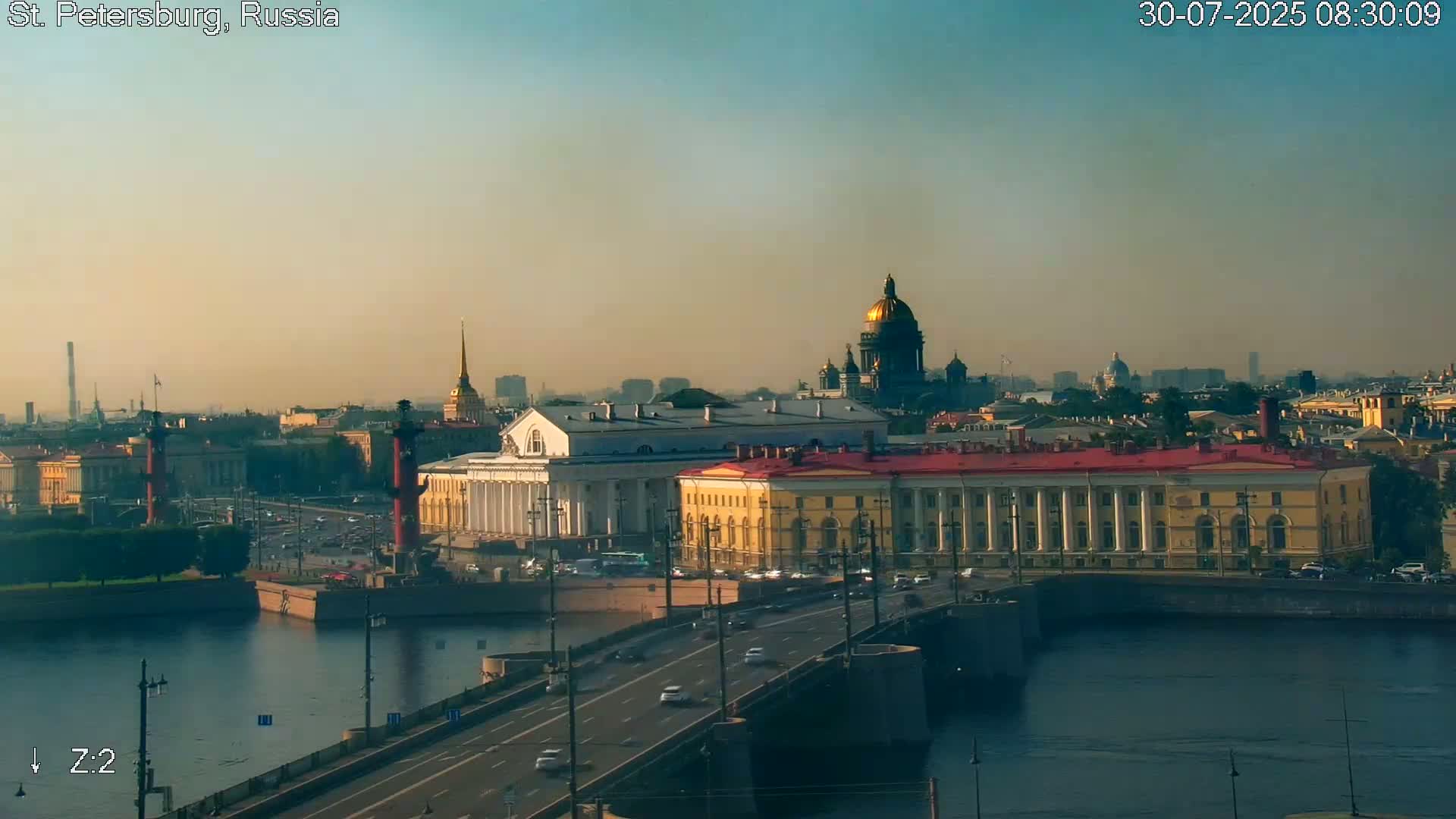St. Petersburg City Panoramic from Petrogradsky Island Skyline Live Cam -Kronverkskoye, Petrogradsky, Saint Petersburg, Northwestern (Severo-Zapadnyy), Russia