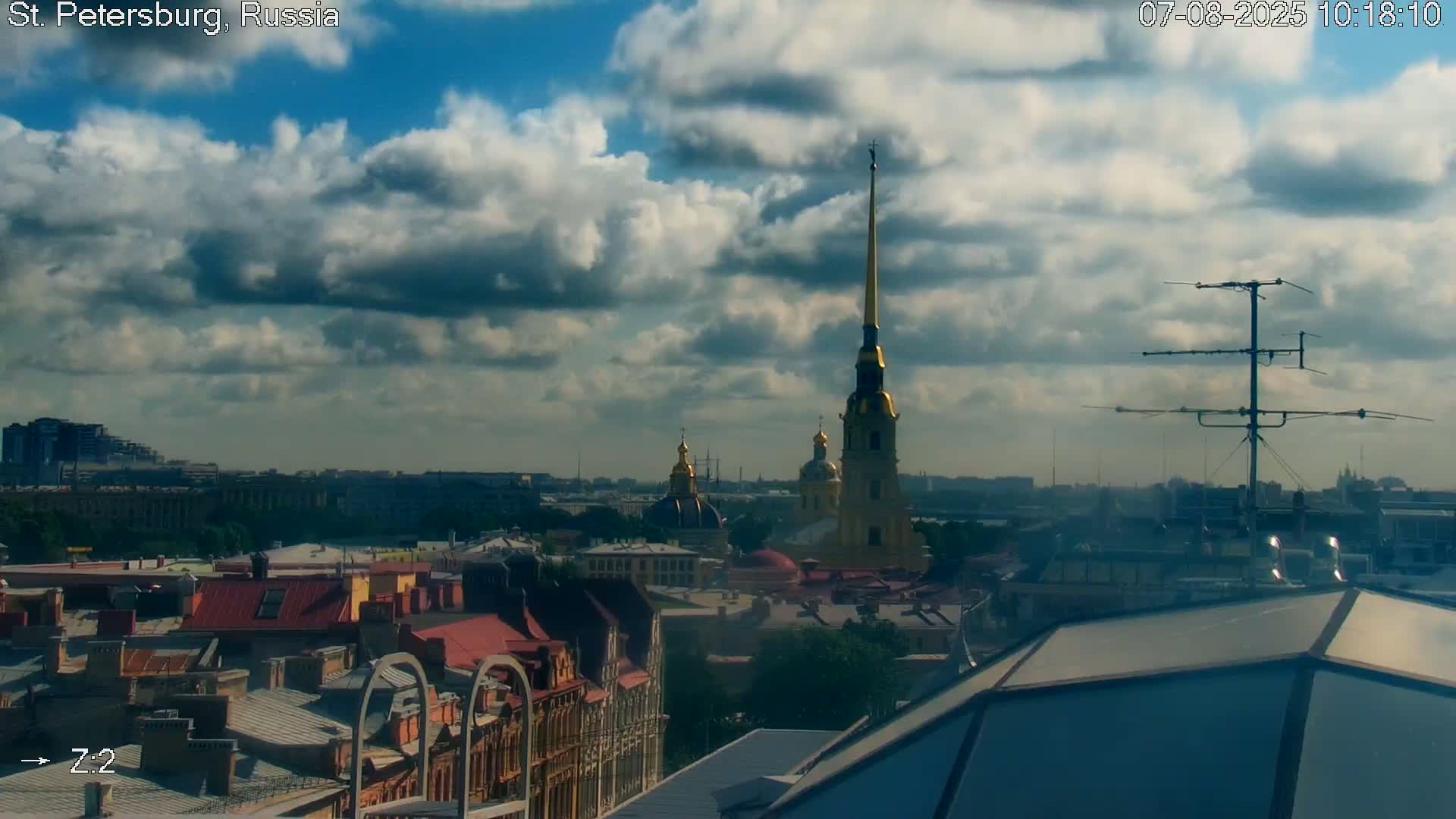 St. Petersburg City Panoramic from Petrogradsky Island Skyline Live Cam -Kronverkskoye, Petrogradsky, Saint Petersburg, Northwestern (Severo-Zapadnyy), Russia
