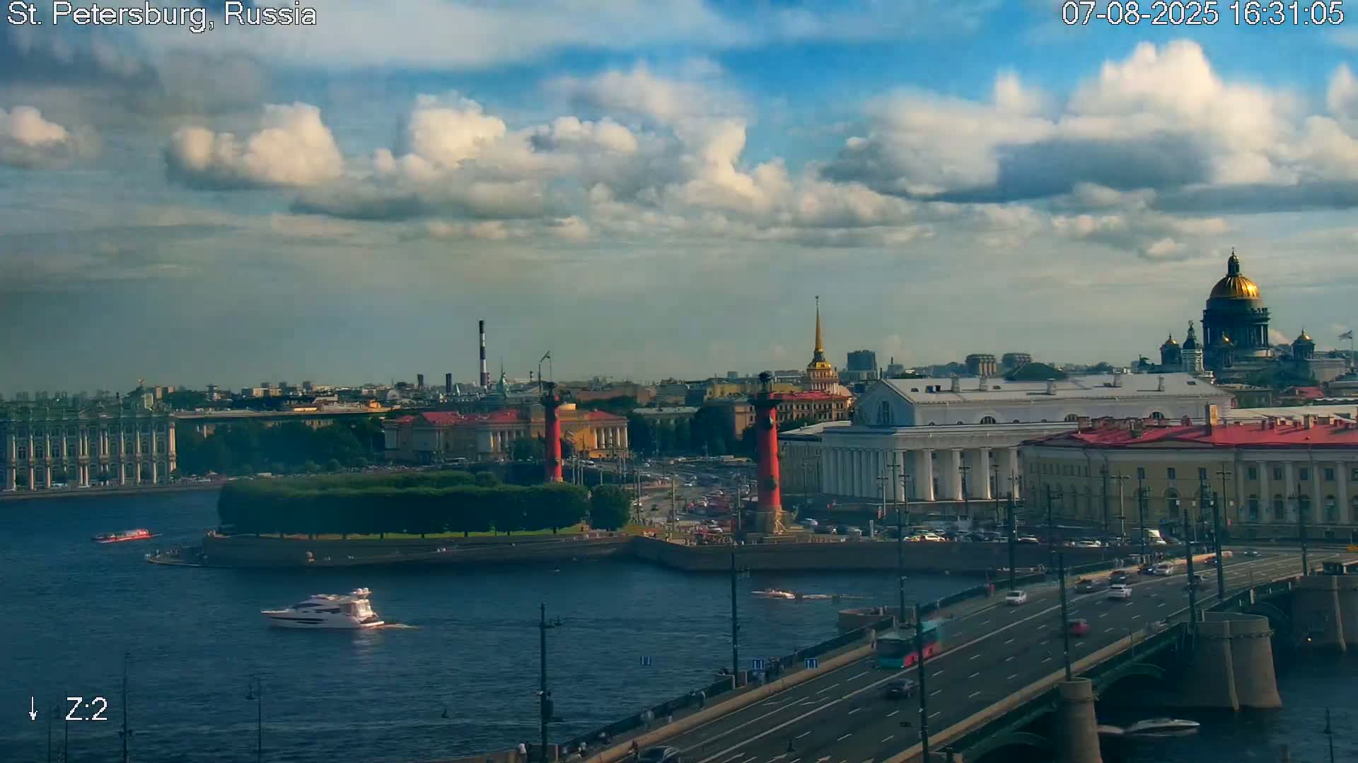 St. Petersburg City Panoramic from Petrogradsky Island Skyline Live Cam -Kronverkskoye, Petrogradsky, Saint Petersburg, Northwestern (Severo-Zapadnyy), Russia