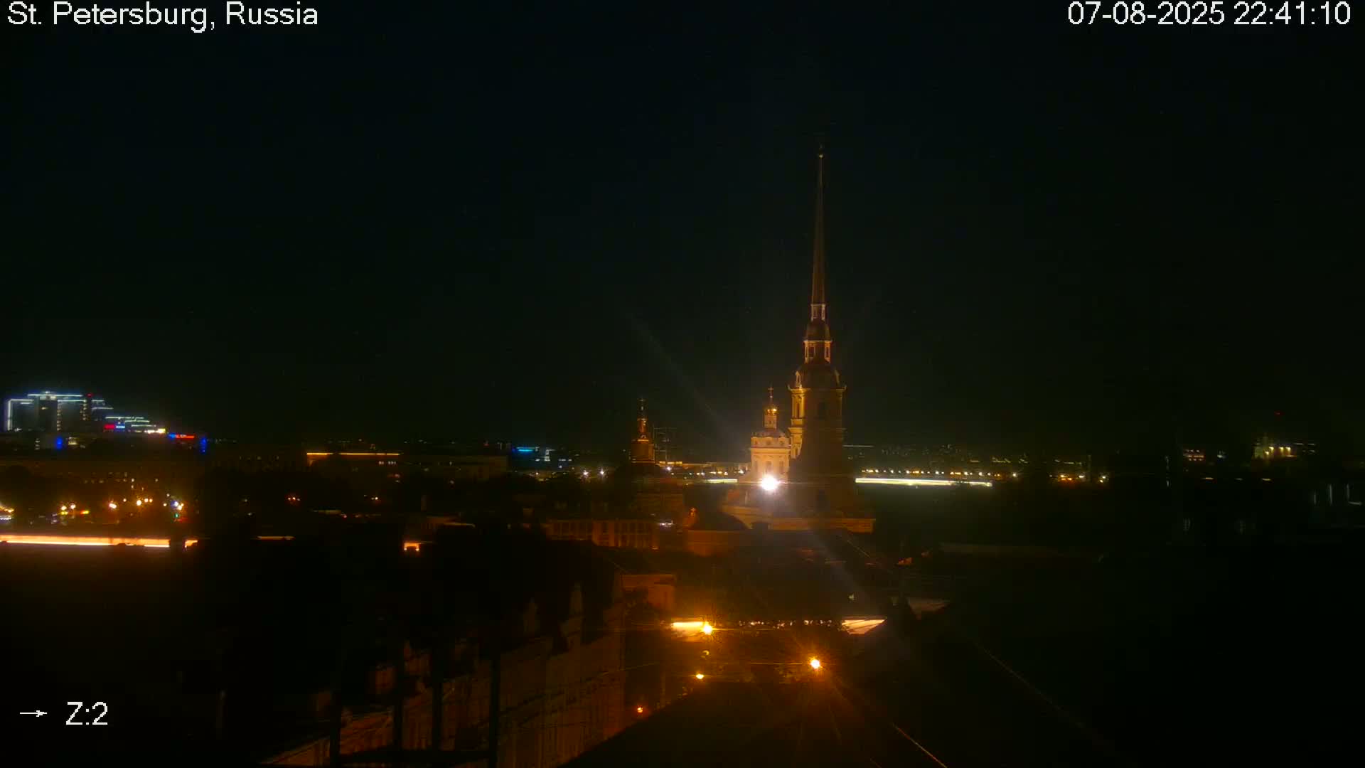 St. Petersburg City Panoramic from Petrogradsky Island Skyline Live Cam -Kronverkskoye, Petrogradsky, Saint Petersburg, Northwestern (Severo-Zapadnyy), Russia