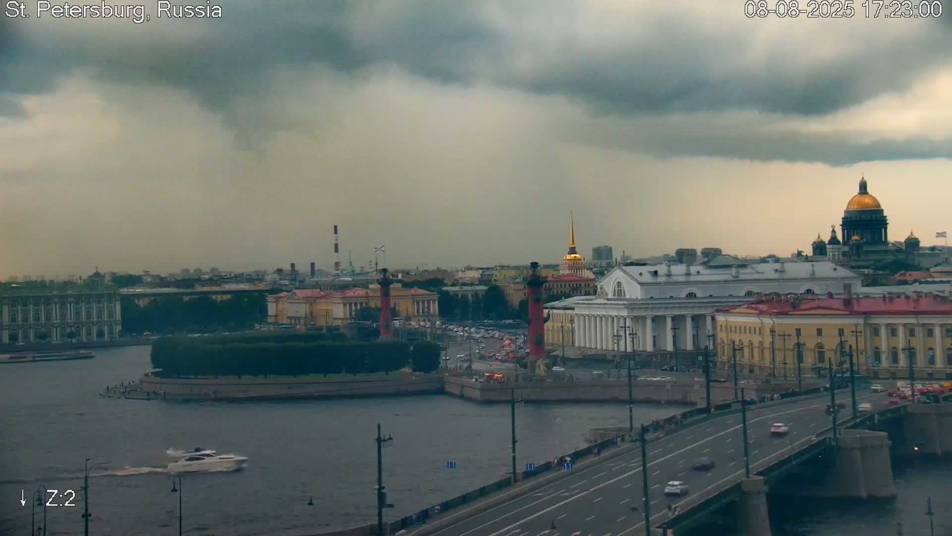 St. Petersburg City Panoramic from Petrogradsky Island Skyline Live Cam -Kronverkskoye, Petrogradsky, Saint Petersburg, Northwestern (Severo-Zapadnyy), Russia