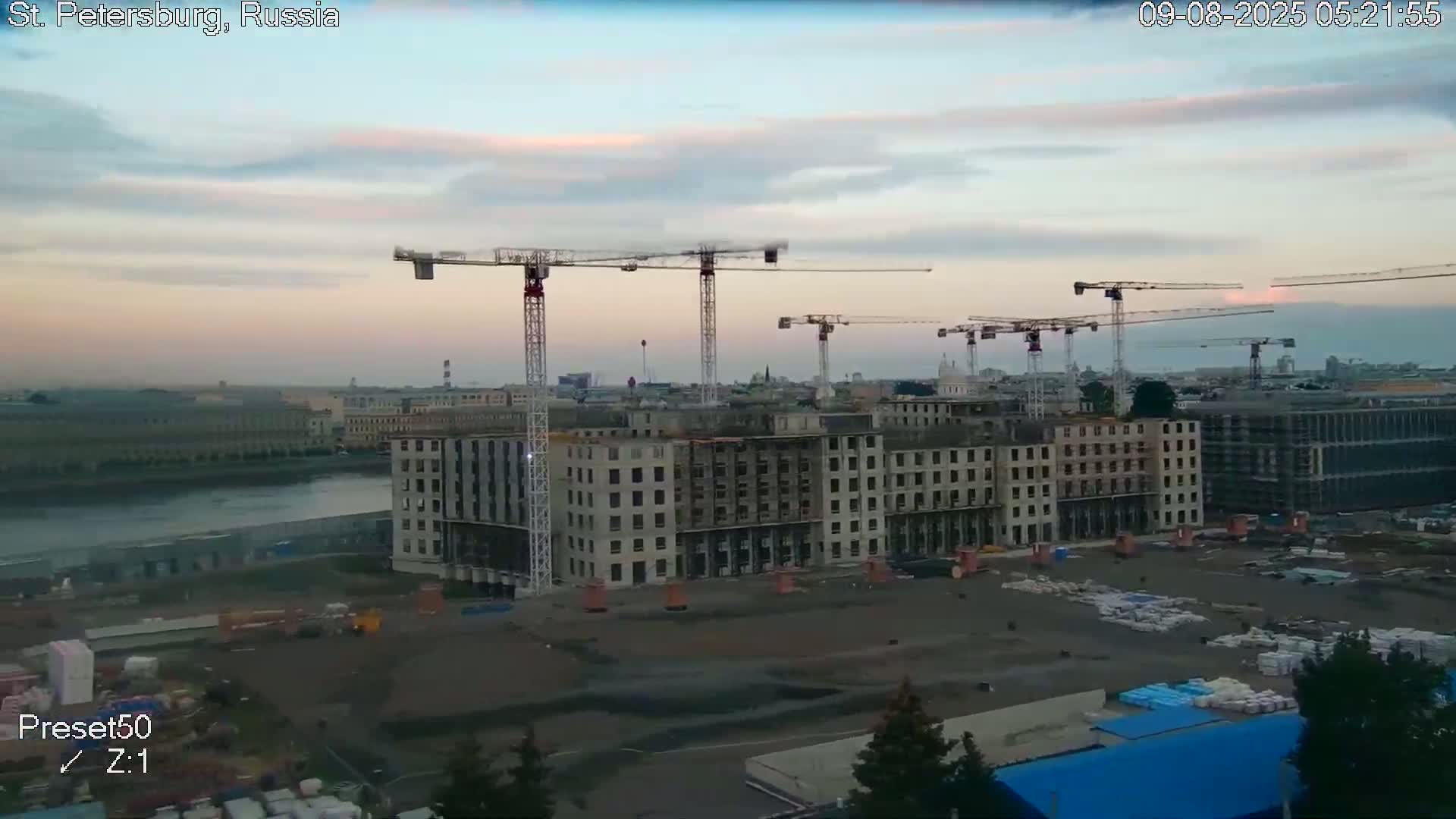 St. Petersburg City Panoramic from Petrogradsky Island Skyline Live Cam -Kronverkskoye, Petrogradsky, Saint Petersburg, Northwestern (Severo-Zapadnyy), Russia