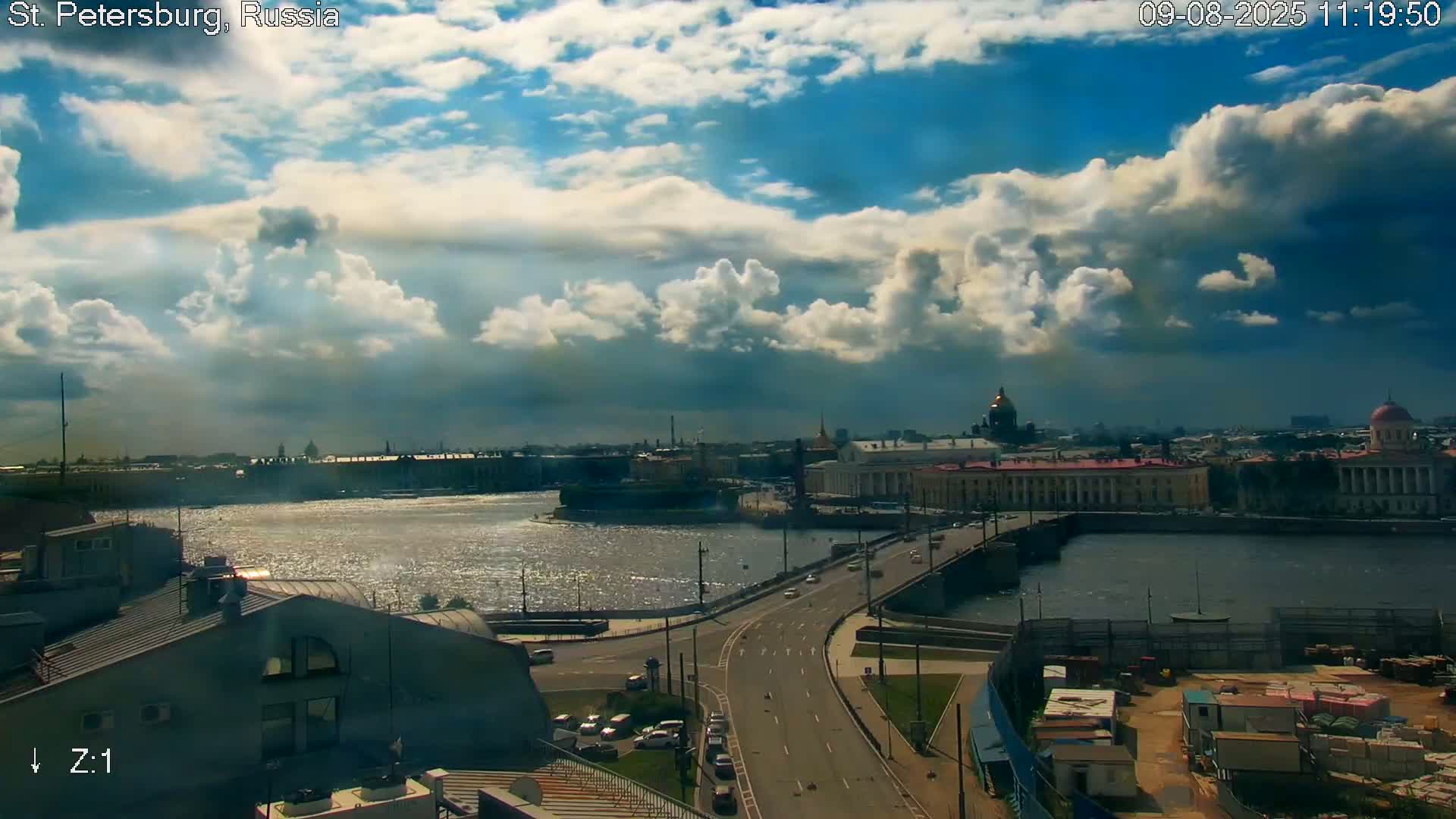 St. Petersburg City Panoramic from Petrogradsky Island Skyline Live Cam -Kronverkskoye, Petrogradsky, Saint Petersburg, Northwestern (Severo-Zapadnyy), Russia