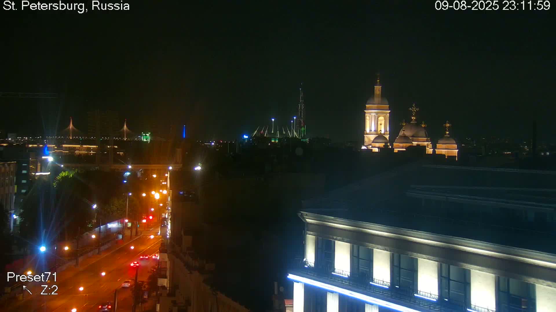 St. Petersburg City Panoramic from Petrogradsky Island Skyline Live Cam -Kronverkskoye, Petrogradsky, Saint Petersburg, Northwestern (Severo-Zapadnyy), Russia