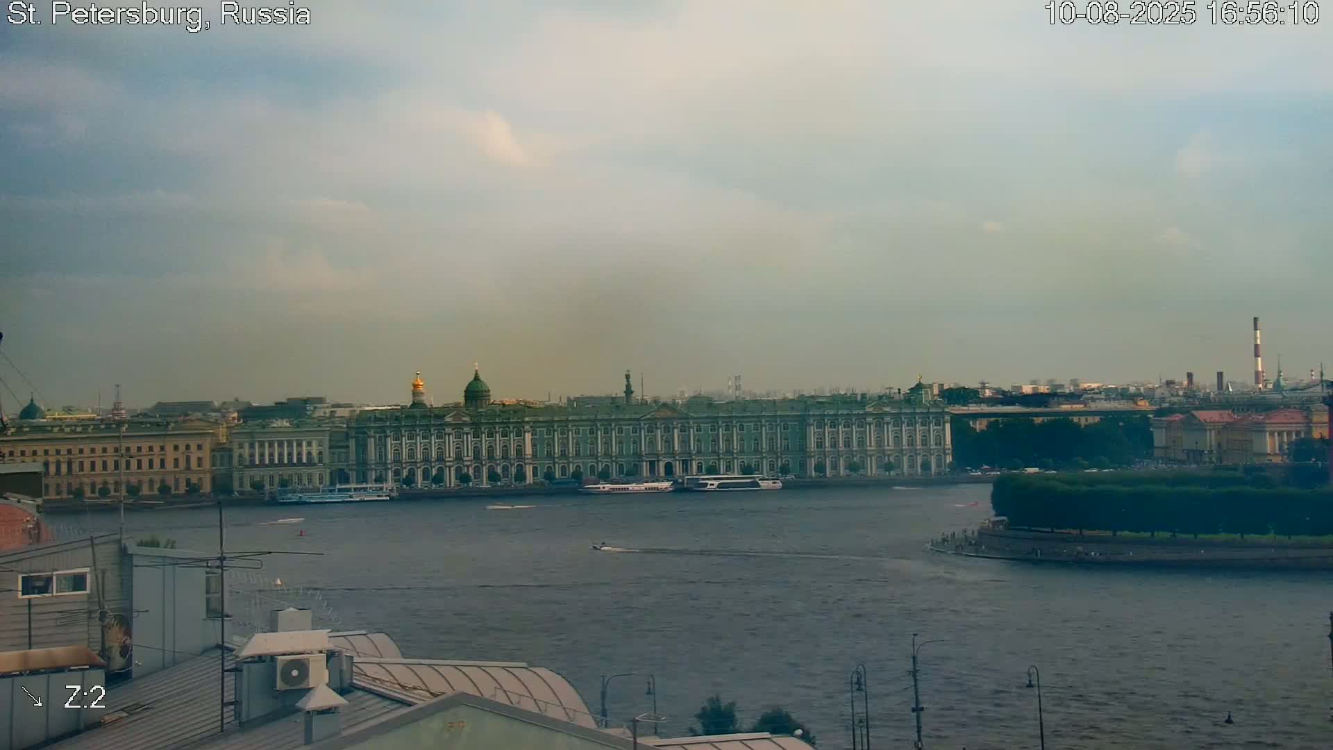 St. Petersburg City Panoramic from Petrogradsky Island Skyline Live Cam -Kronverkskoye, Petrogradsky, Saint Petersburg, Northwestern (Severo-Zapadnyy), Russia