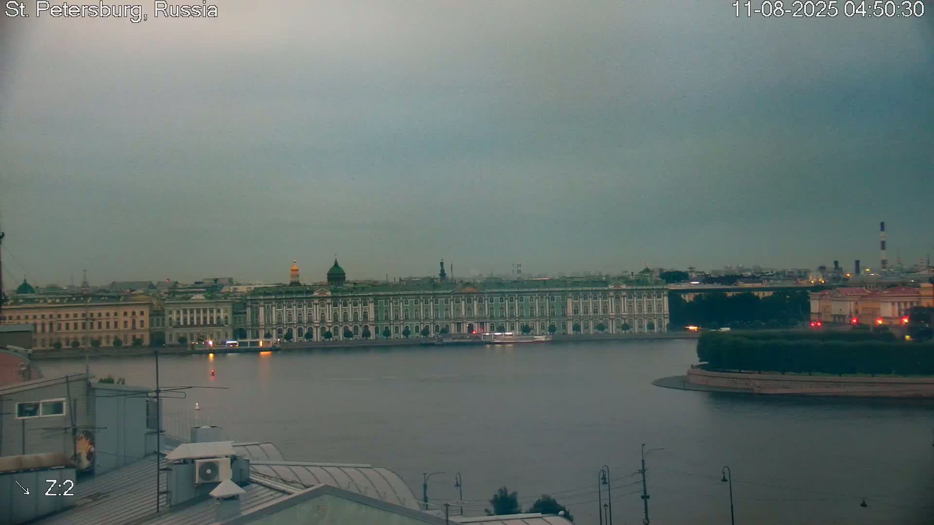 St. Petersburg City Panoramic from Petrogradsky Island Skyline Live Cam -Kronverkskoye, Petrogradsky, Saint Petersburg, Northwestern (Severo-Zapadnyy), Russia
