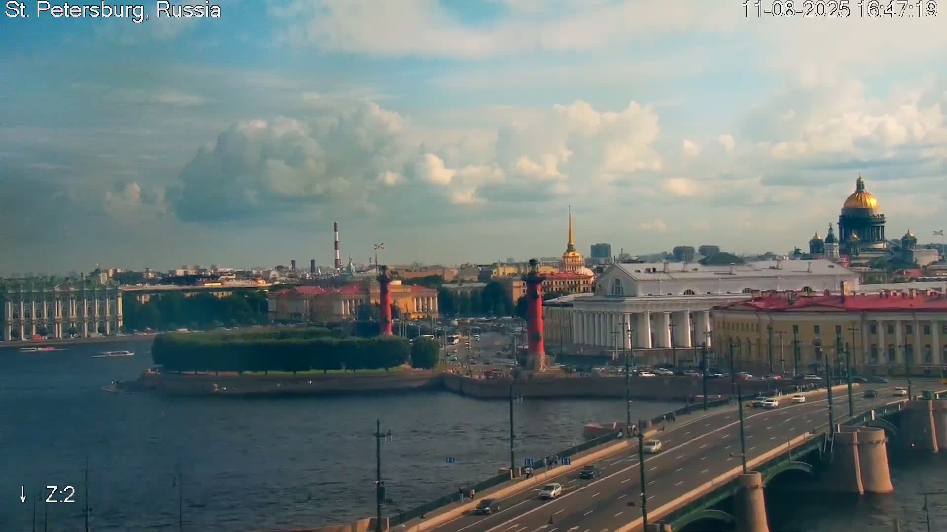 St. Petersburg City Panoramic from Petrogradsky Island Skyline Live Cam -Kronverkskoye, Petrogradsky, Saint Petersburg, Northwestern (Severo-Zapadnyy), Russia