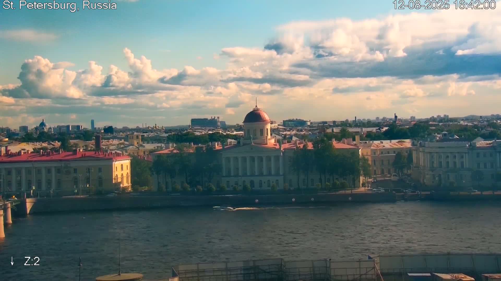 St. Petersburg City Panoramic from Petrogradsky Island Skyline Live Cam -Kronverkskoye, Petrogradsky, Saint Petersburg, Northwestern (Severo-Zapadnyy), Russia