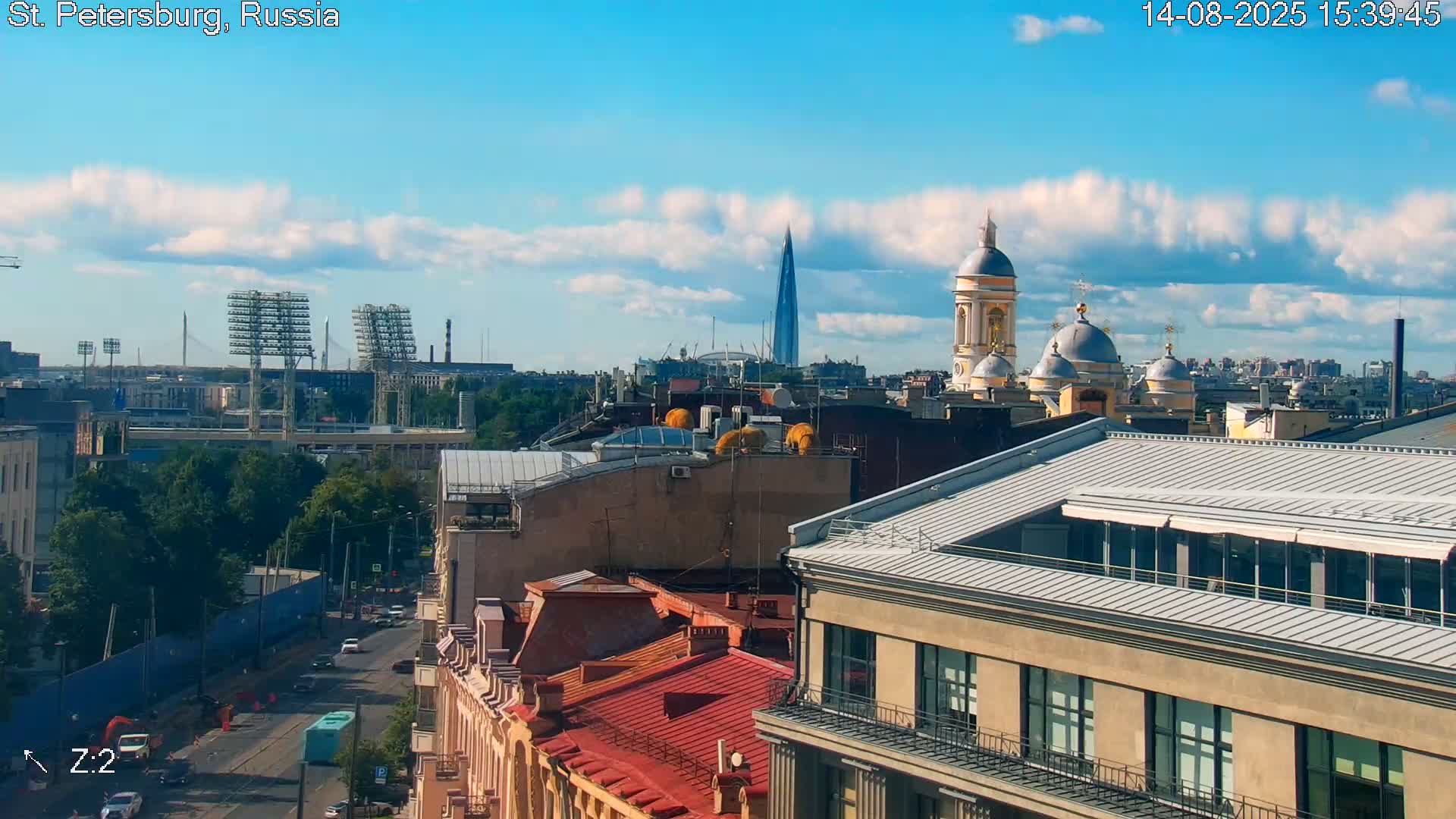 St. Petersburg City Panoramic from Petrogradsky Island Skyline Live Cam -Kronverkskoye, Petrogradsky, Saint Petersburg, Northwestern (Severo-Zapadnyy), Russia