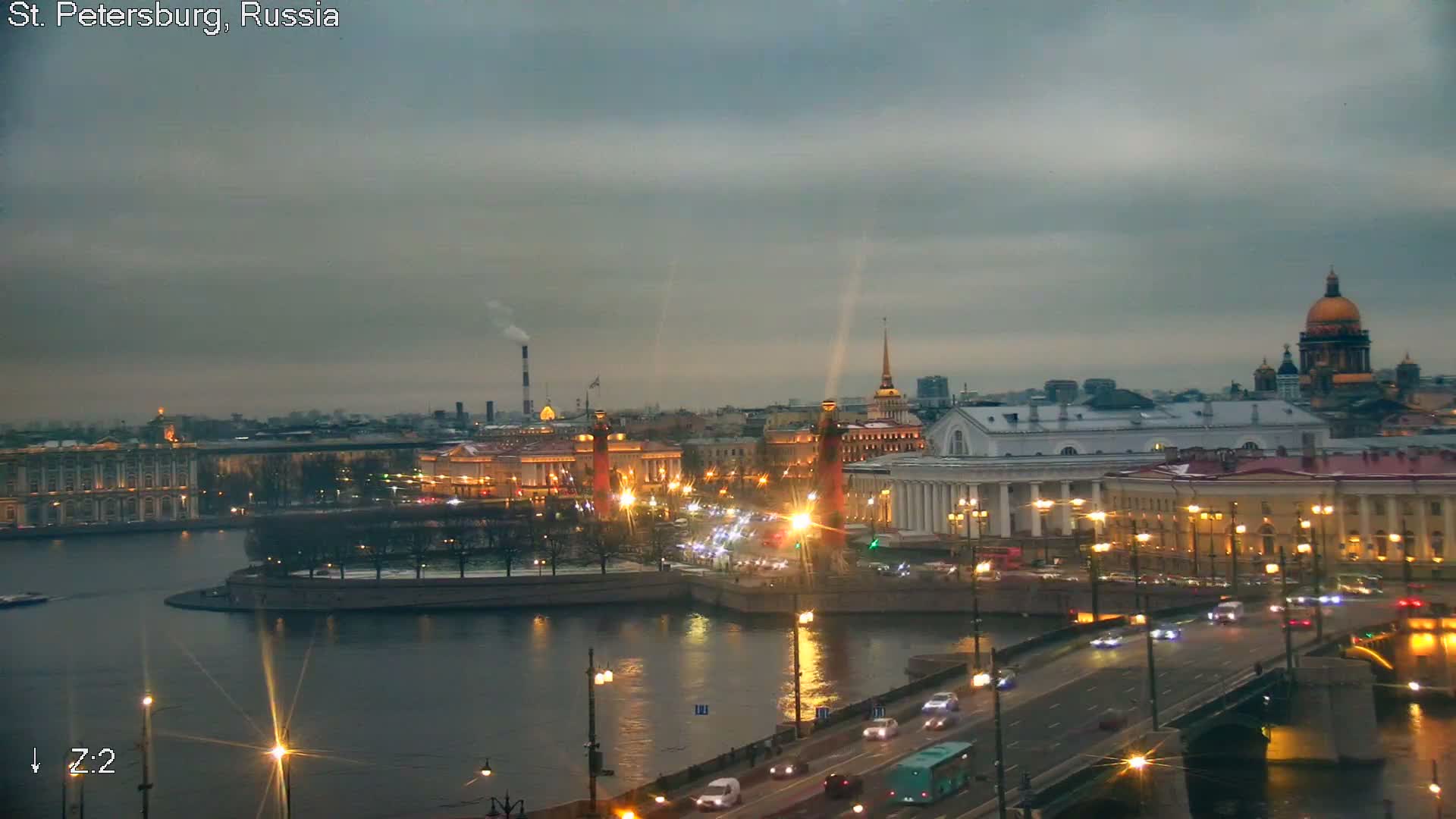 St. Petersburg City Panoramic from Petrogradsky Island Skyline Live Cam -Kronverkskoye, Petrogradsky, Saint Petersburg, Northwestern (Severo-Zapadnyy), Russia