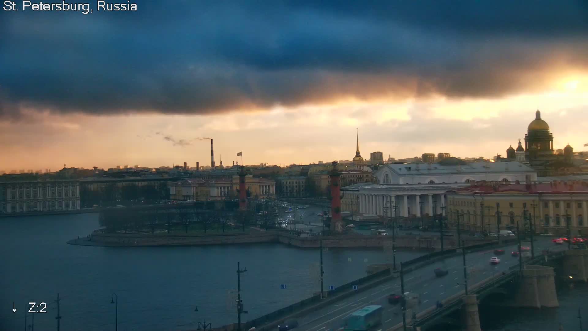 St. Petersburg City Panoramic from Petrogradsky Island Skyline Live Cam -Kronverkskoye, Petrogradsky, Saint Petersburg, Northwestern (Severo-Zapadnyy), Russia