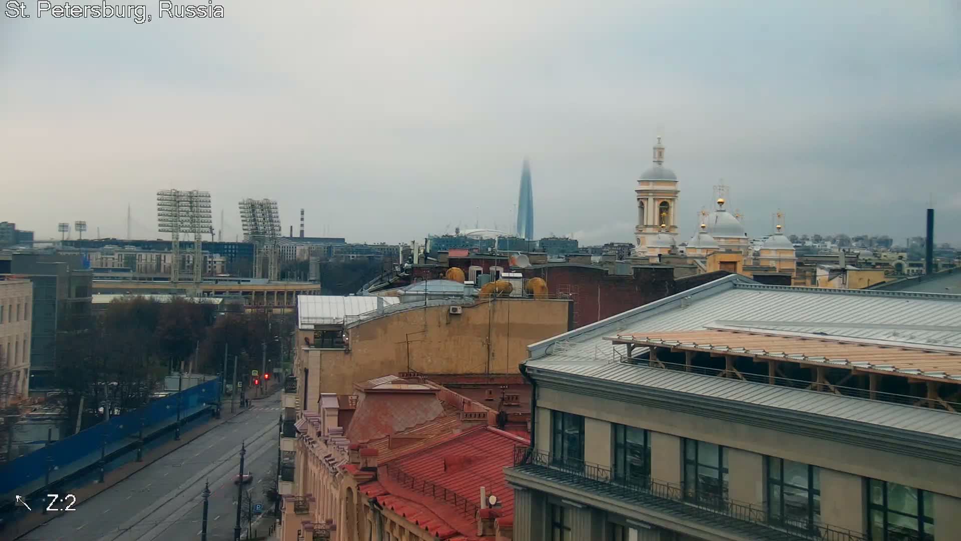 St. Petersburg City Panoramic from Petrogradsky Island Skyline Live Cam -Kronverkskoye, Petrogradsky, Saint Petersburg, Northwestern (Severo-Zapadnyy), Russia