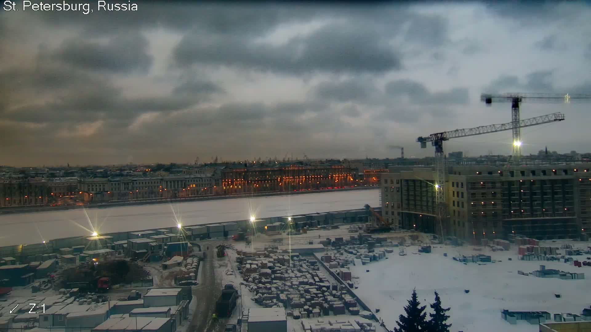St. Petersburg City Panoramic from Petrogradsky Island Skyline Live Cam -Kronverkskoye, Petrogradsky, Saint Petersburg, Northwestern (Severo-Zapadnyy), Russia