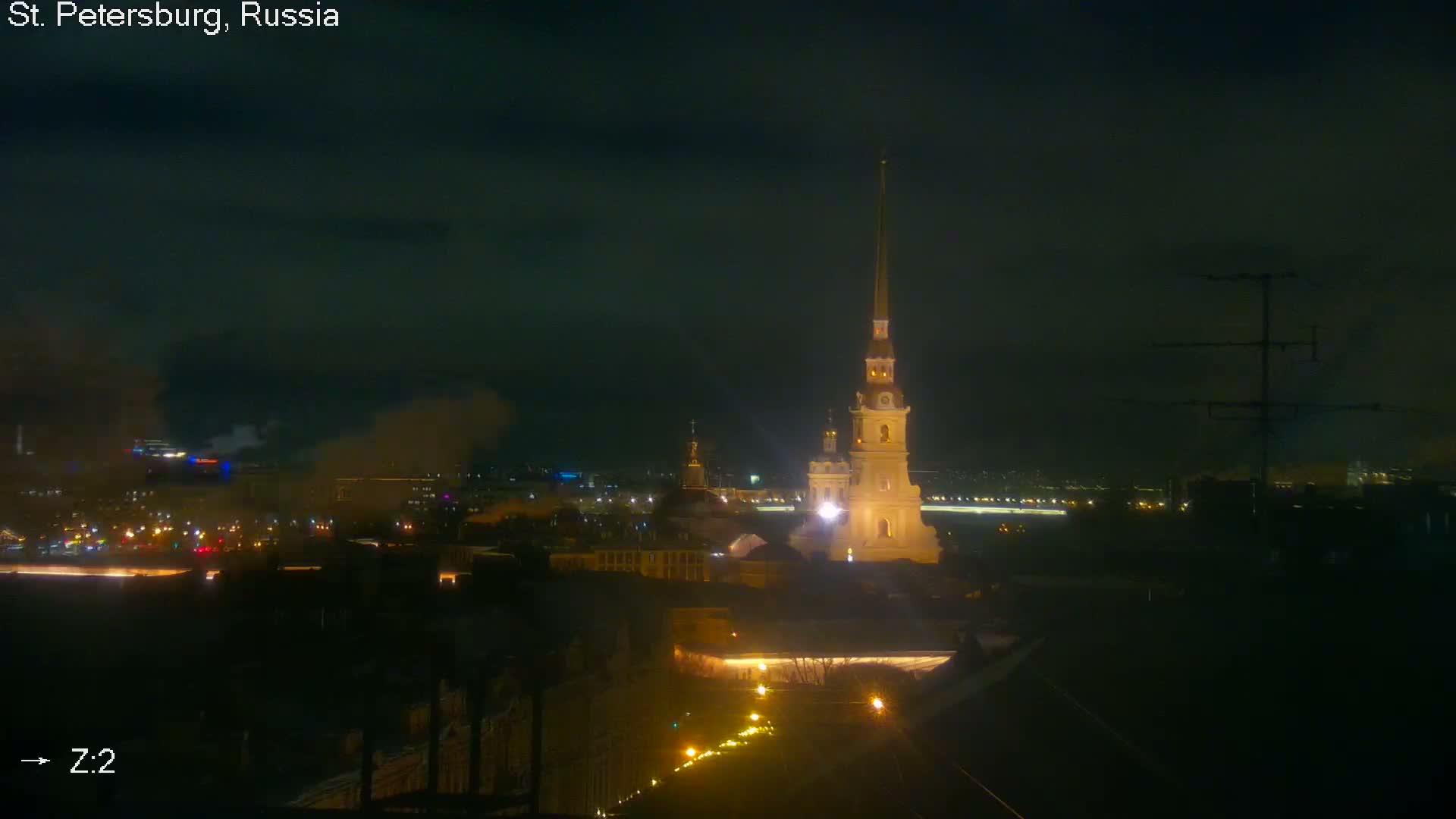 St. Petersburg City Panoramic from Petrogradsky Island Skyline Live Cam -Kronverkskoye, Petrogradsky, Saint Petersburg, Northwestern (Severo-Zapadnyy), Russia