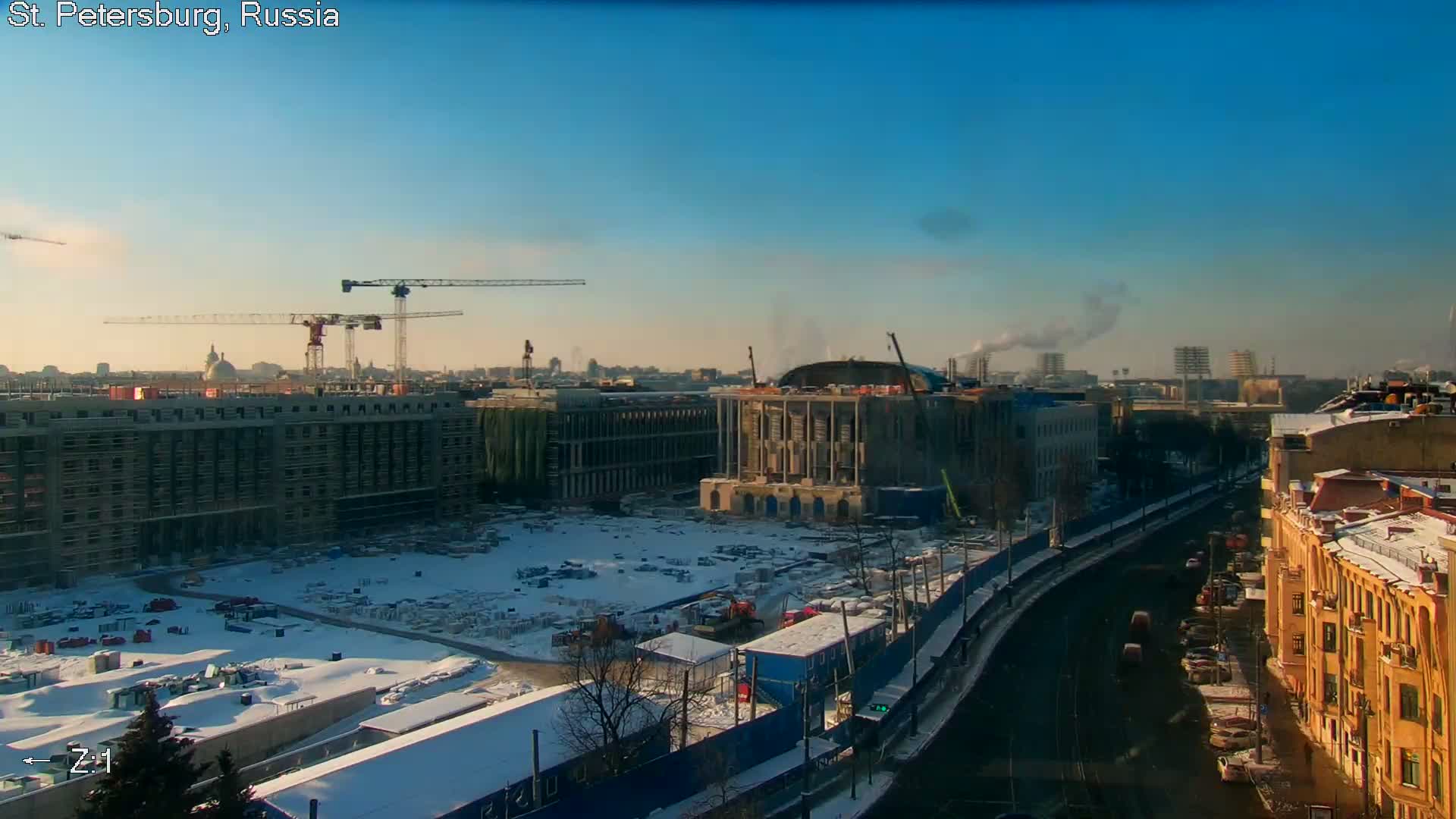 St. Petersburg City Panoramic from Petrogradsky Island Skyline Live Cam -Kronverkskoye, Petrogradsky, Saint Petersburg, Northwestern (Severo-Zapadnyy), Russia
