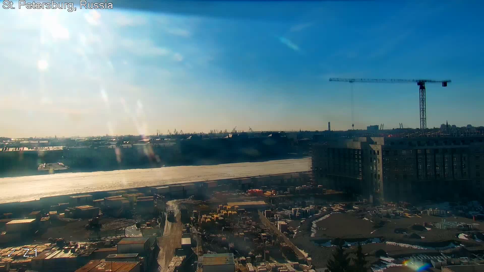 St. Petersburg City Panoramic from Petrogradsky Island Skyline Live Cam -Kronverkskoye, Petrogradsky, Saint Petersburg, Northwestern (Severo-Zapadnyy), Russia