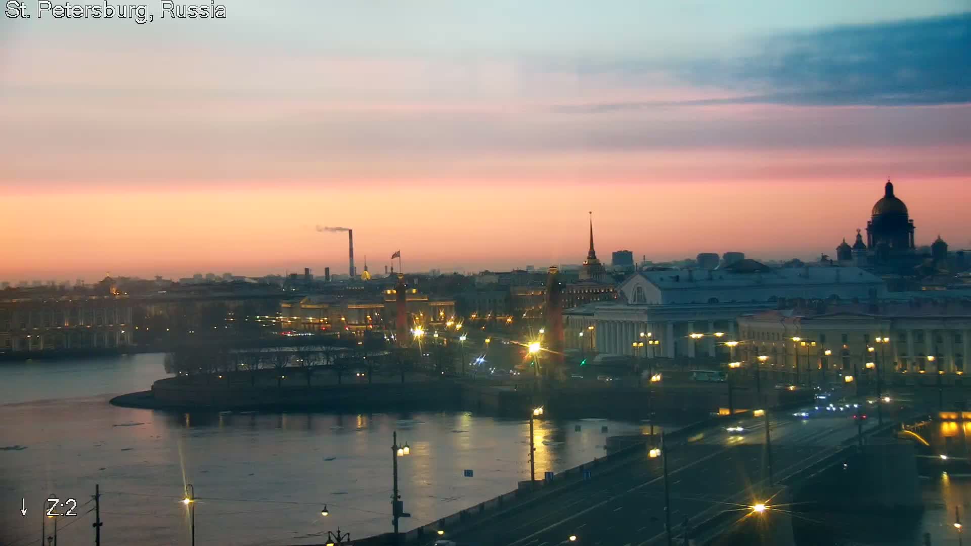 St. Petersburg City Panoramic from Petrogradsky Island Skyline Live Cam -Kronverkskoye, Petrogradsky, Saint Petersburg, Northwestern (Severo-Zapadnyy), Russia