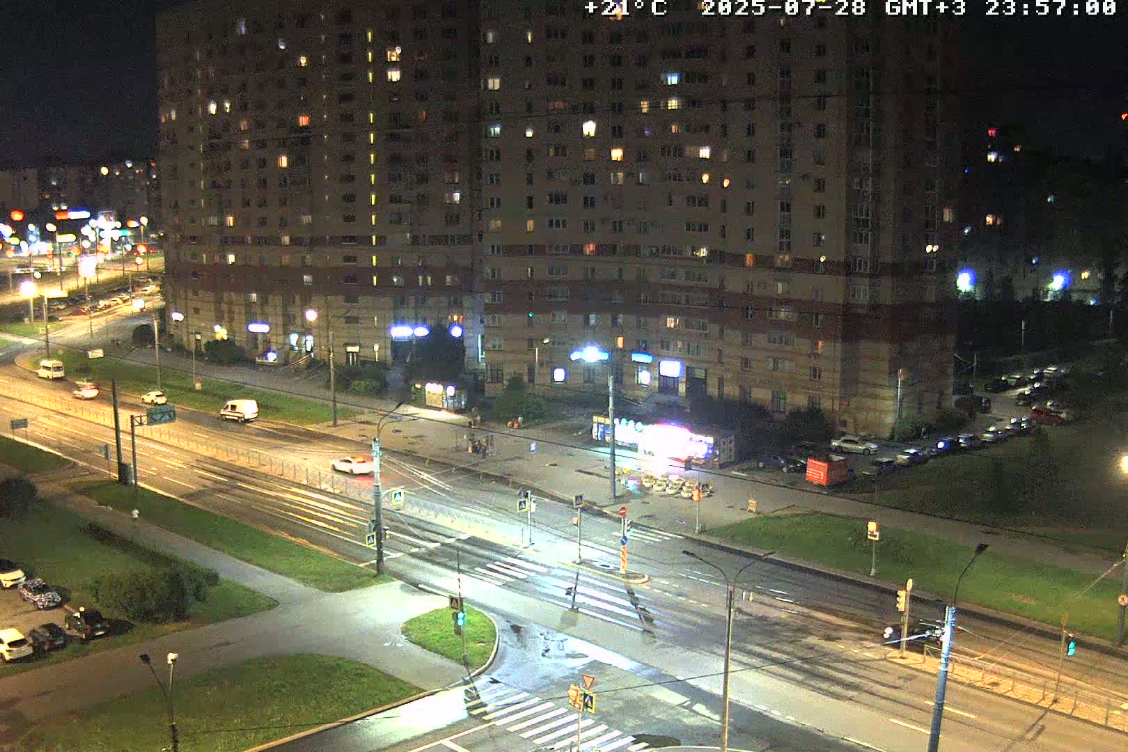 Museum of Russian Historic Cruiser Ship/Aurora Concert Hall & East St. Petersburg Skyline Live Cam - Posadsky, Petrogradsky, Saint Petersburg, Northwestern (Severo-Zapadnyy), Russia