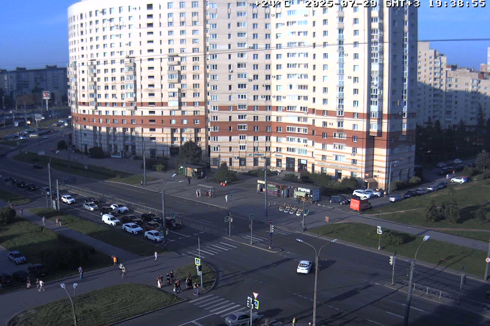 Museum of Russian Historic Cruiser Ship/Aurora Concert Hall & East St. Petersburg Skyline Live Cam - Posadsky, Petrogradsky, Saint Petersburg, Northwestern (Severo-Zapadnyy), Russia