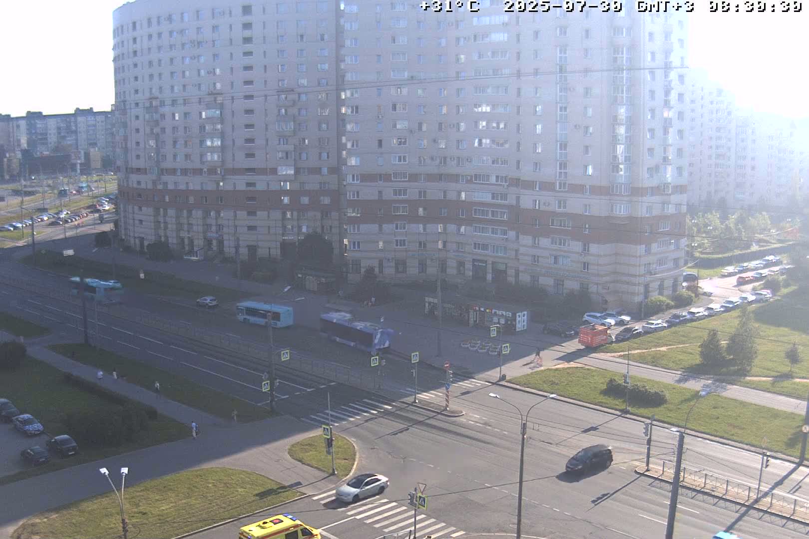 Museum of Russian Historic Cruiser Ship/Aurora Concert Hall & East St. Petersburg Skyline Live Cam - Posadsky, Petrogradsky, Saint Petersburg, Northwestern (Severo-Zapadnyy), Russia