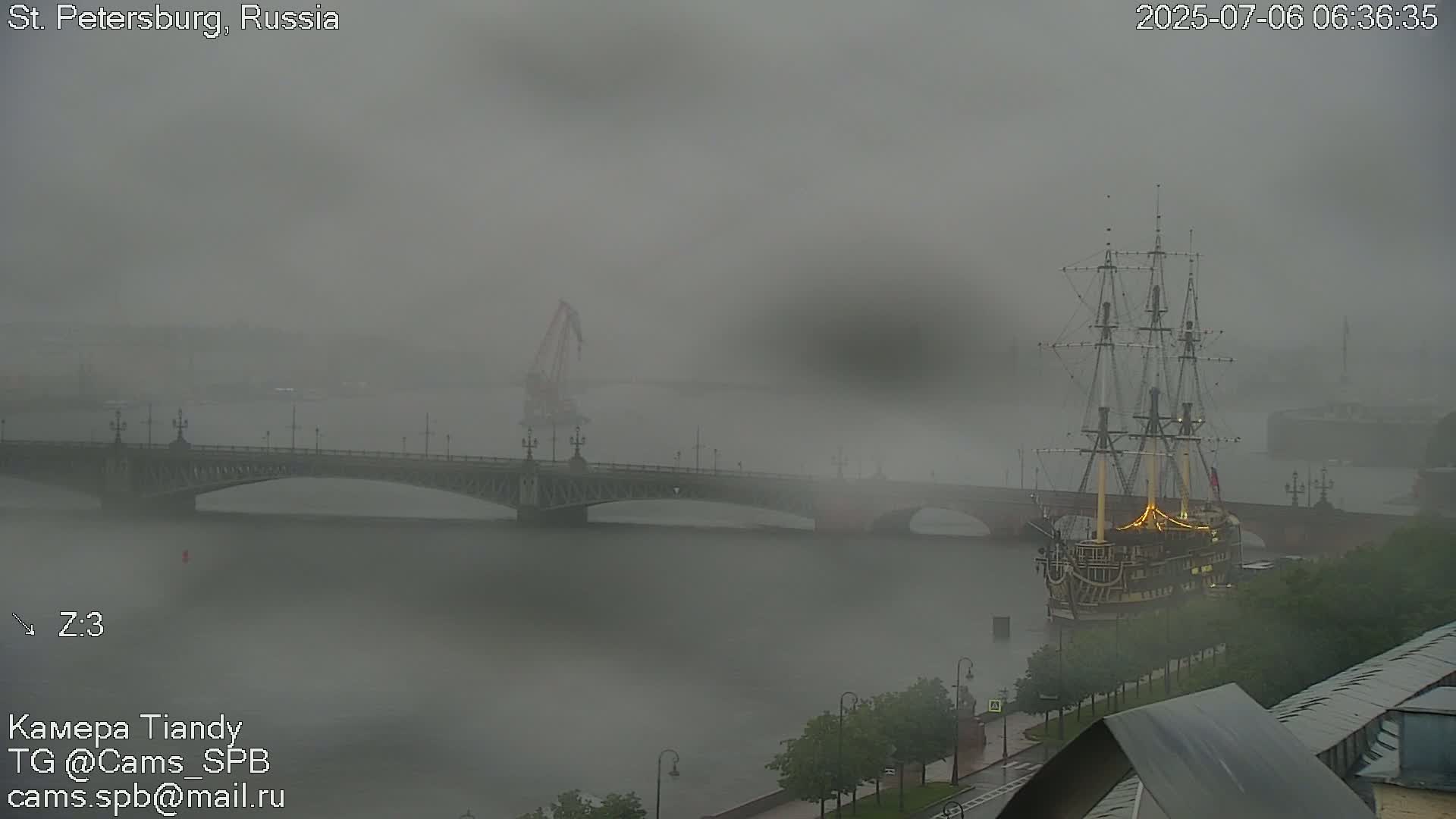 St. Petersburg Trinity Bridge (Troitsky Most) & South St. Petersburg Skyline Live Cam - Posadsky, Petrogradsky, Saint Petersburg, Northwestern (Severo-Zapadnyy), Russia
