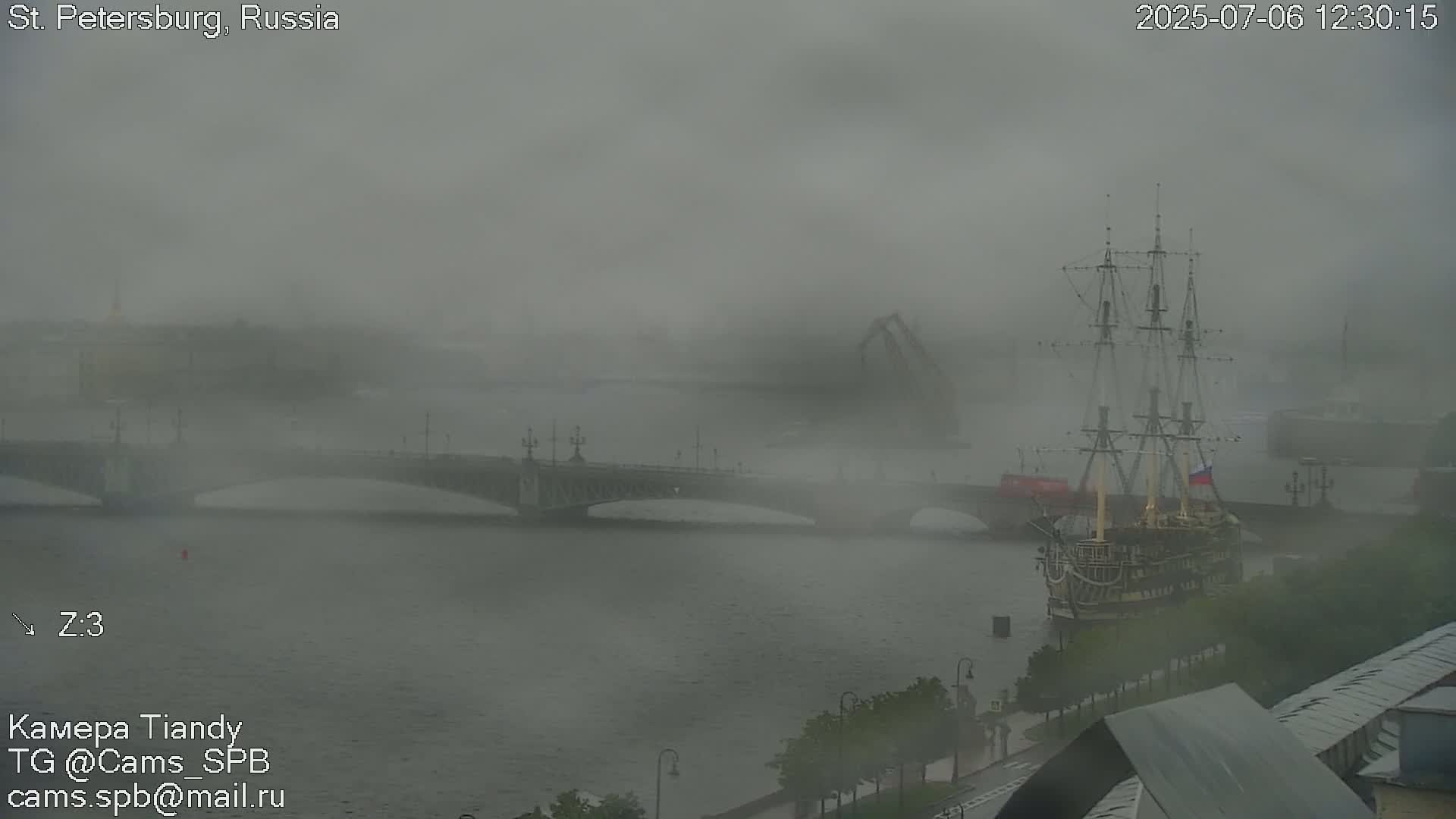 St. Petersburg Trinity Bridge (Troitsky Most) & South St. Petersburg Skyline Live Cam - Posadsky, Petrogradsky, Saint Petersburg, Northwestern (Severo-Zapadnyy), Russia