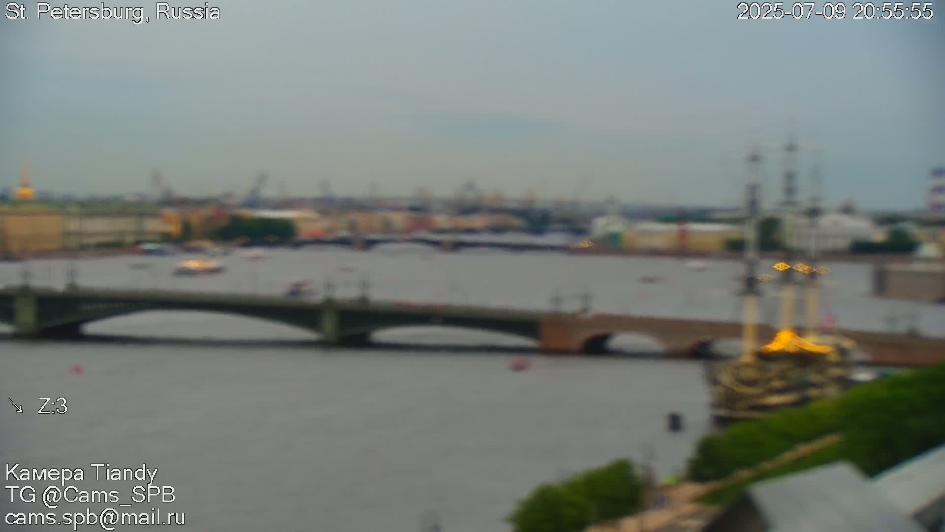 St. Petersburg Trinity Bridge (Troitsky Most) & South St. Petersburg Skyline Live Cam - Posadsky, Petrogradsky, Saint Petersburg, Northwestern (Severo-Zapadnyy), Russia