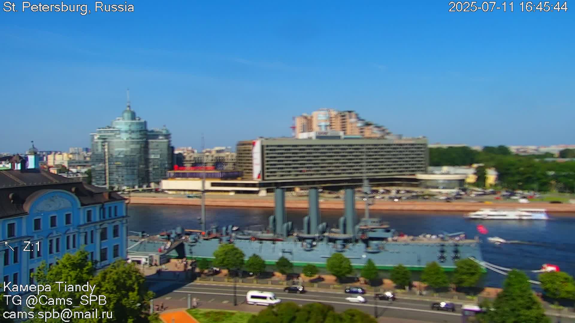 St. Petersburg Trinity Bridge (Troitsky Most) & South St. Petersburg Skyline Live Cam - Posadsky, Petrogradsky, Saint Petersburg, Northwestern (Severo-Zapadnyy), Russia