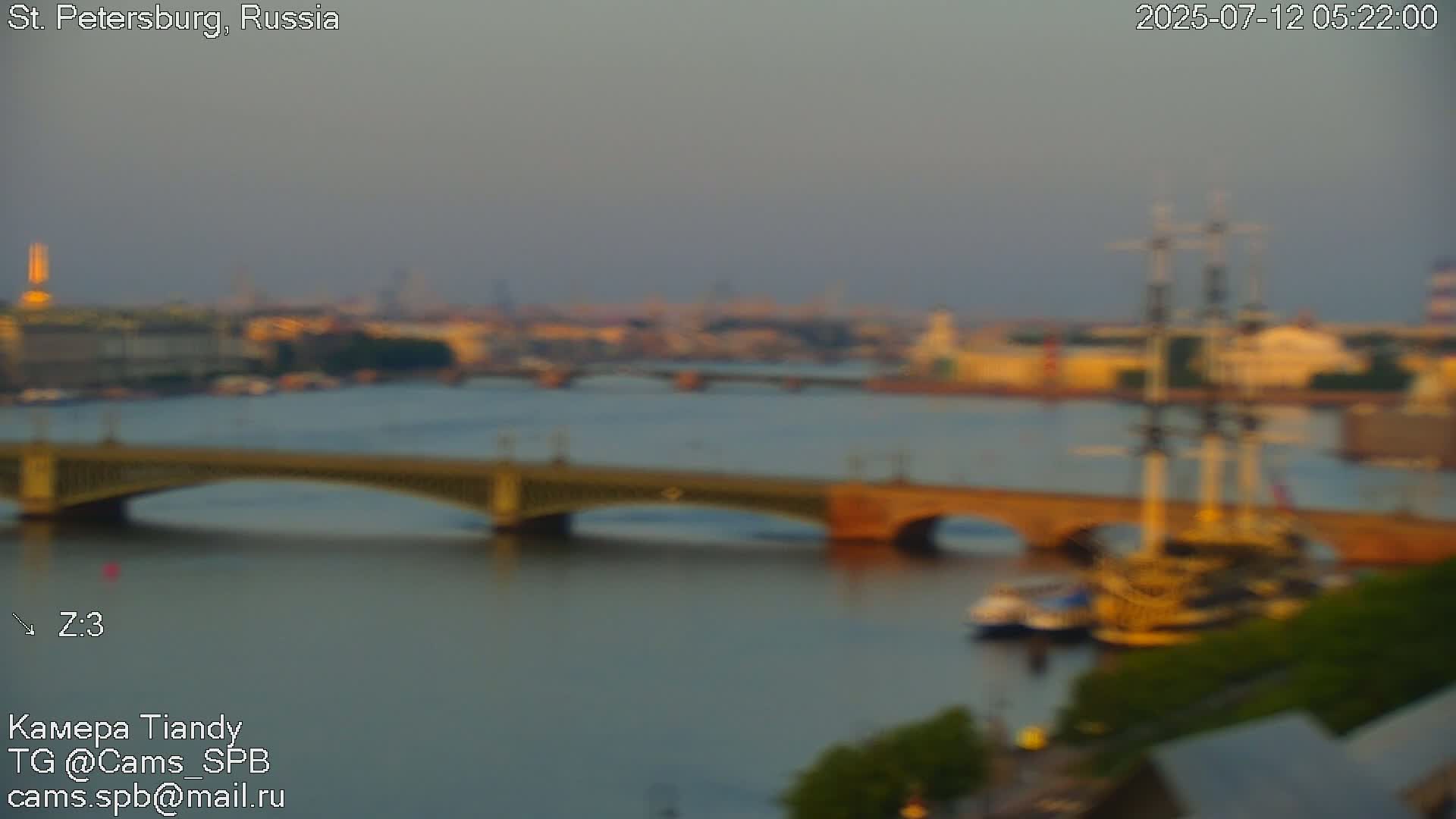 St. Petersburg Trinity Bridge (Troitsky Most) & South St. Petersburg Skyline Live Cam - Posadsky, Petrogradsky, Saint Petersburg, Northwestern (Severo-Zapadnyy), Russia