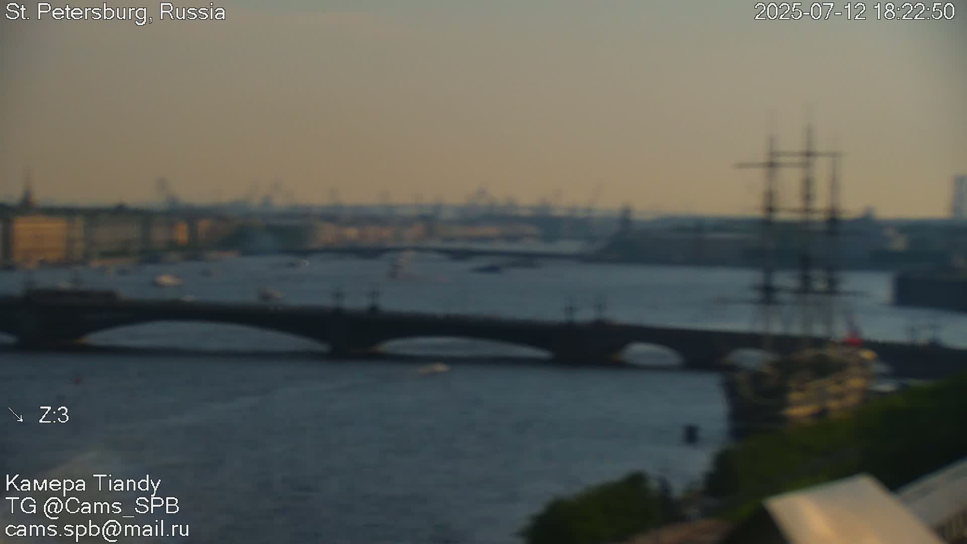 St. Petersburg Trinity Bridge (Troitsky Most) & South St. Petersburg Skyline Live Cam - Posadsky, Petrogradsky, Saint Petersburg, Northwestern (Severo-Zapadnyy), Russia