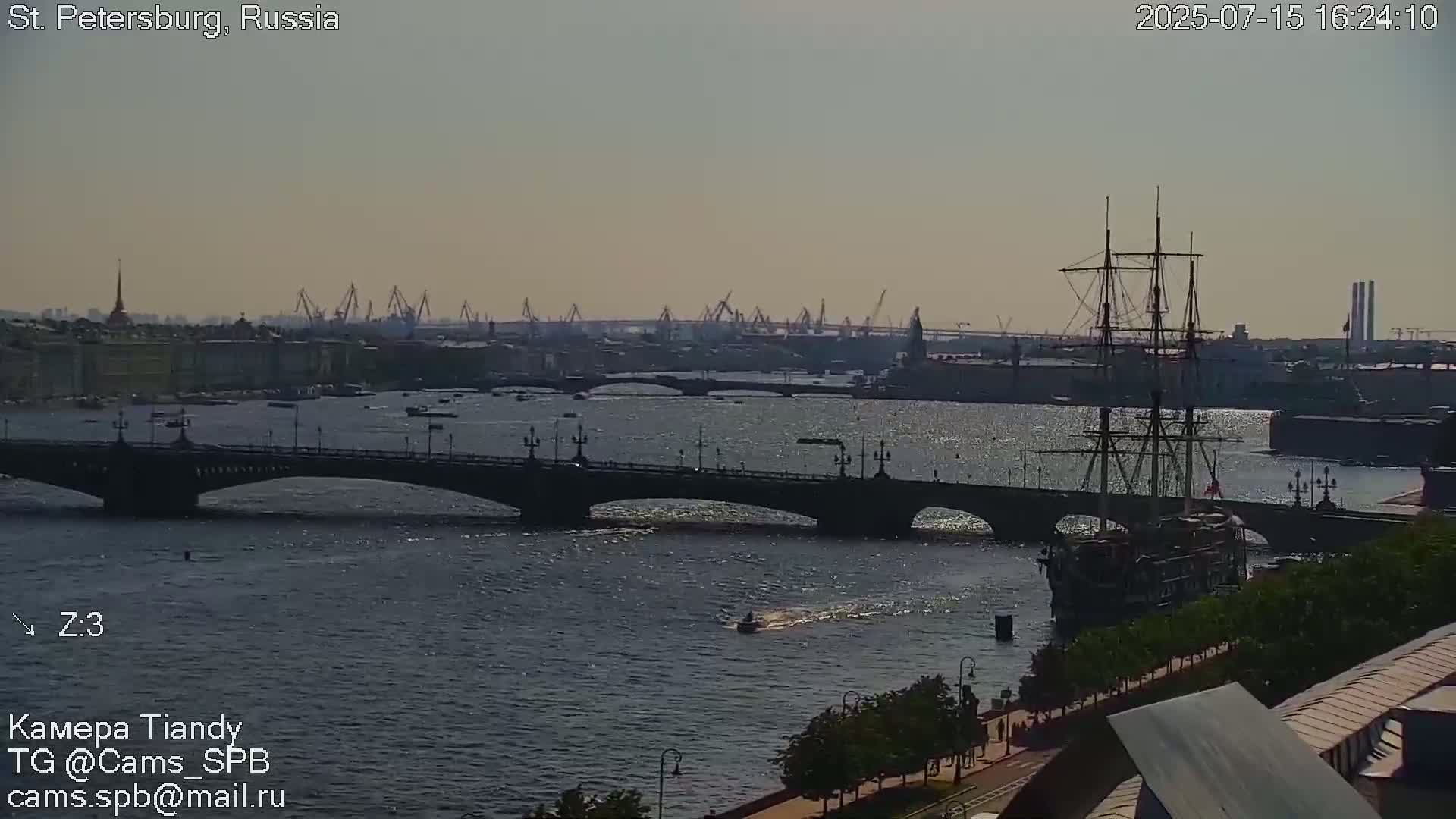 St. Petersburg Trinity Bridge (Troitsky Most) & South St. Petersburg Skyline Live Cam - Posadsky, Petrogradsky, Saint Petersburg, Northwestern (Severo-Zapadnyy), Russia