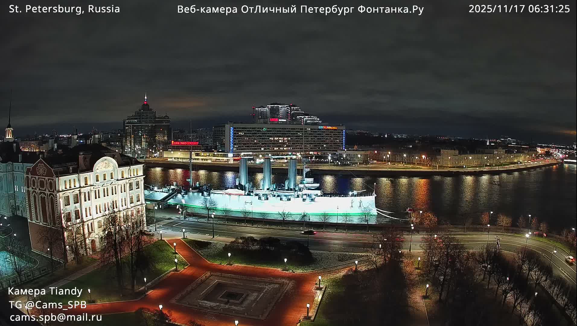 St. Petersburg Trinity Bridge (Troitsky Most) & South St. Petersburg Skyline Live Cam - Posadsky, Petrogradsky, Saint Petersburg, Northwestern (Severo-Zapadnyy), Russia