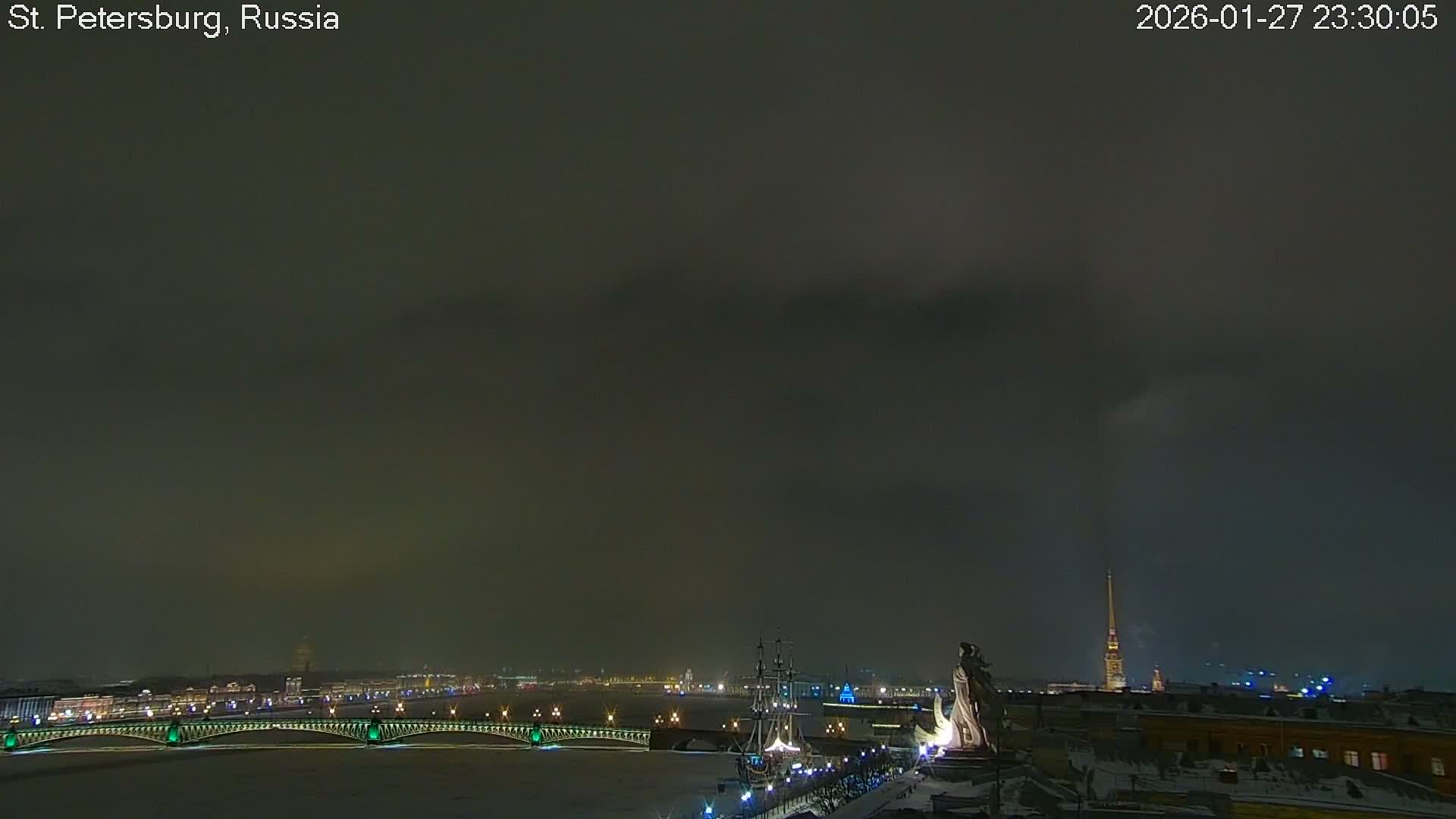 St. Petersburg Trinity Bridge (Troitsky Most) & South St. Petersburg Skyline Live Cam - Posadsky, Petrogradsky, Saint Petersburg, Northwestern (Severo-Zapadnyy), Russia