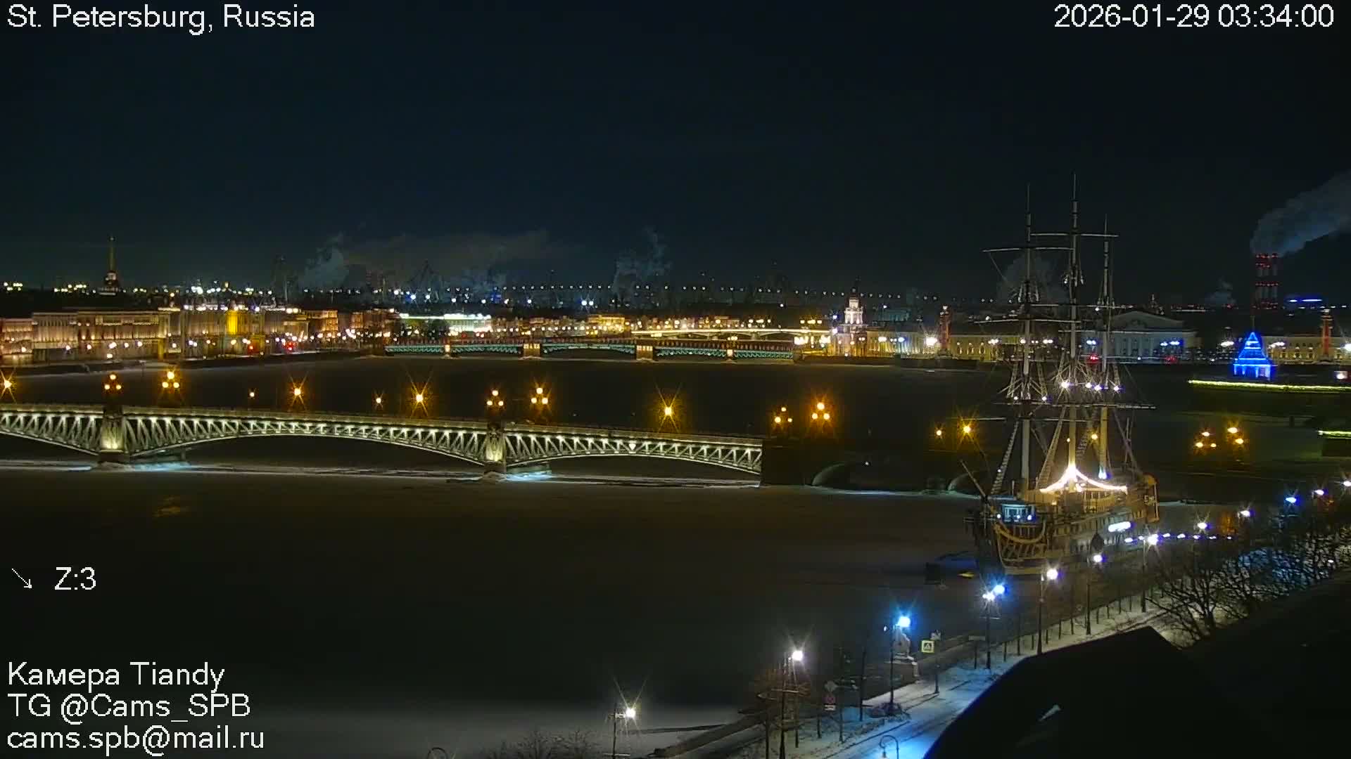St. Petersburg Trinity Bridge (Troitsky Most) & South St. Petersburg Skyline Live Cam - Posadsky, Petrogradsky, Saint Petersburg, Northwestern (Severo-Zapadnyy), Russia