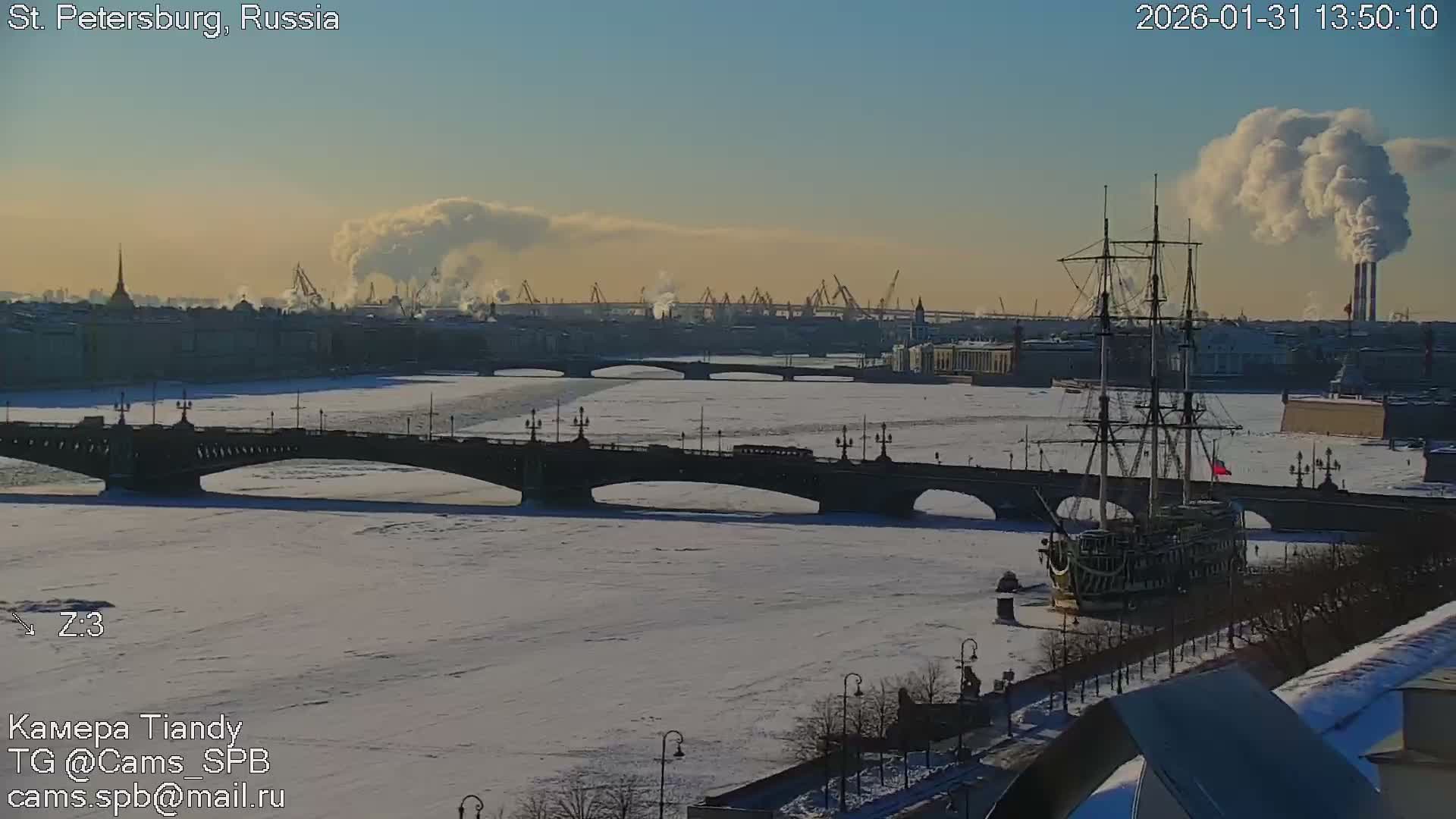 St. Petersburg Trinity Bridge (Troitsky Most) & South St. Petersburg Skyline Live Cam - Posadsky, Petrogradsky, Saint Petersburg, Northwestern (Severo-Zapadnyy), Russia