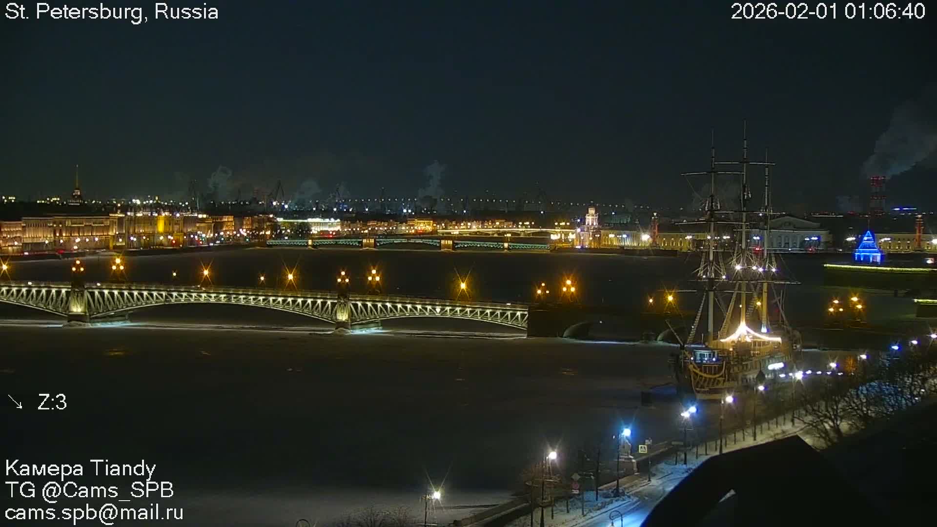 St. Petersburg Trinity Bridge (Troitsky Most) & South St. Petersburg Skyline Live Cam - Posadsky, Petrogradsky, Saint Petersburg, Northwestern (Severo-Zapadnyy), Russia