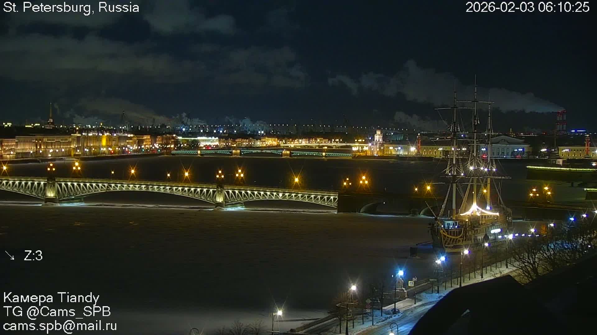 St. Petersburg Trinity Bridge (Troitsky Most) & South St. Petersburg Skyline Live Cam - Posadsky, Petrogradsky, Saint Petersburg, Northwestern (Severo-Zapadnyy), Russia