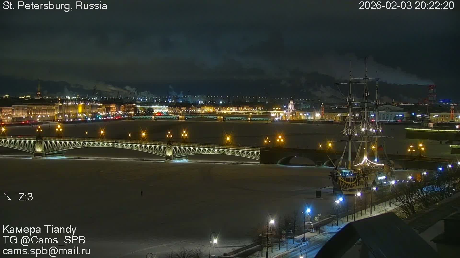 St. Petersburg Trinity Bridge (Troitsky Most) & South St. Petersburg Skyline Live Cam - Posadsky, Petrogradsky, Saint Petersburg, Northwestern (Severo-Zapadnyy), Russia