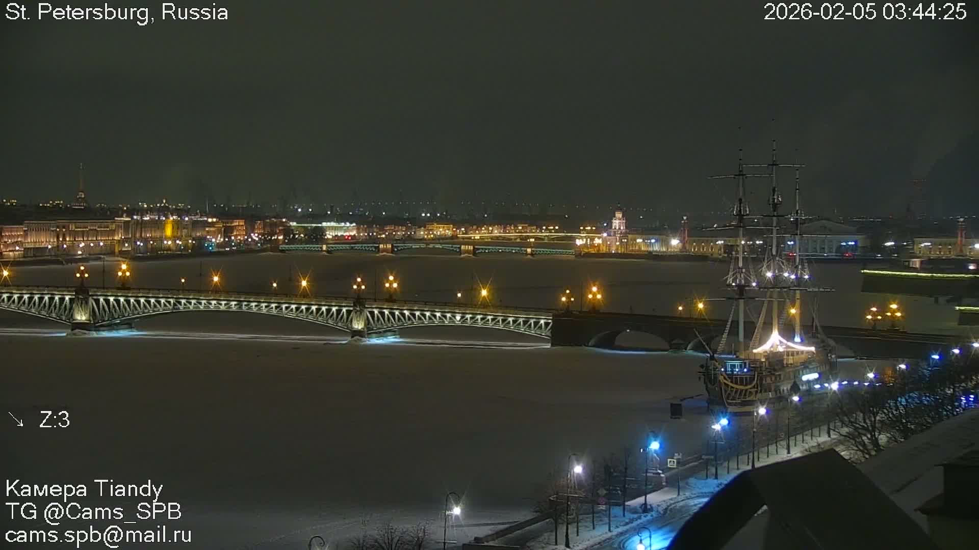 St. Petersburg Trinity Bridge (Troitsky Most) & South St. Petersburg Skyline Live Cam - Posadsky, Petrogradsky, Saint Petersburg, Northwestern (Severo-Zapadnyy), Russia