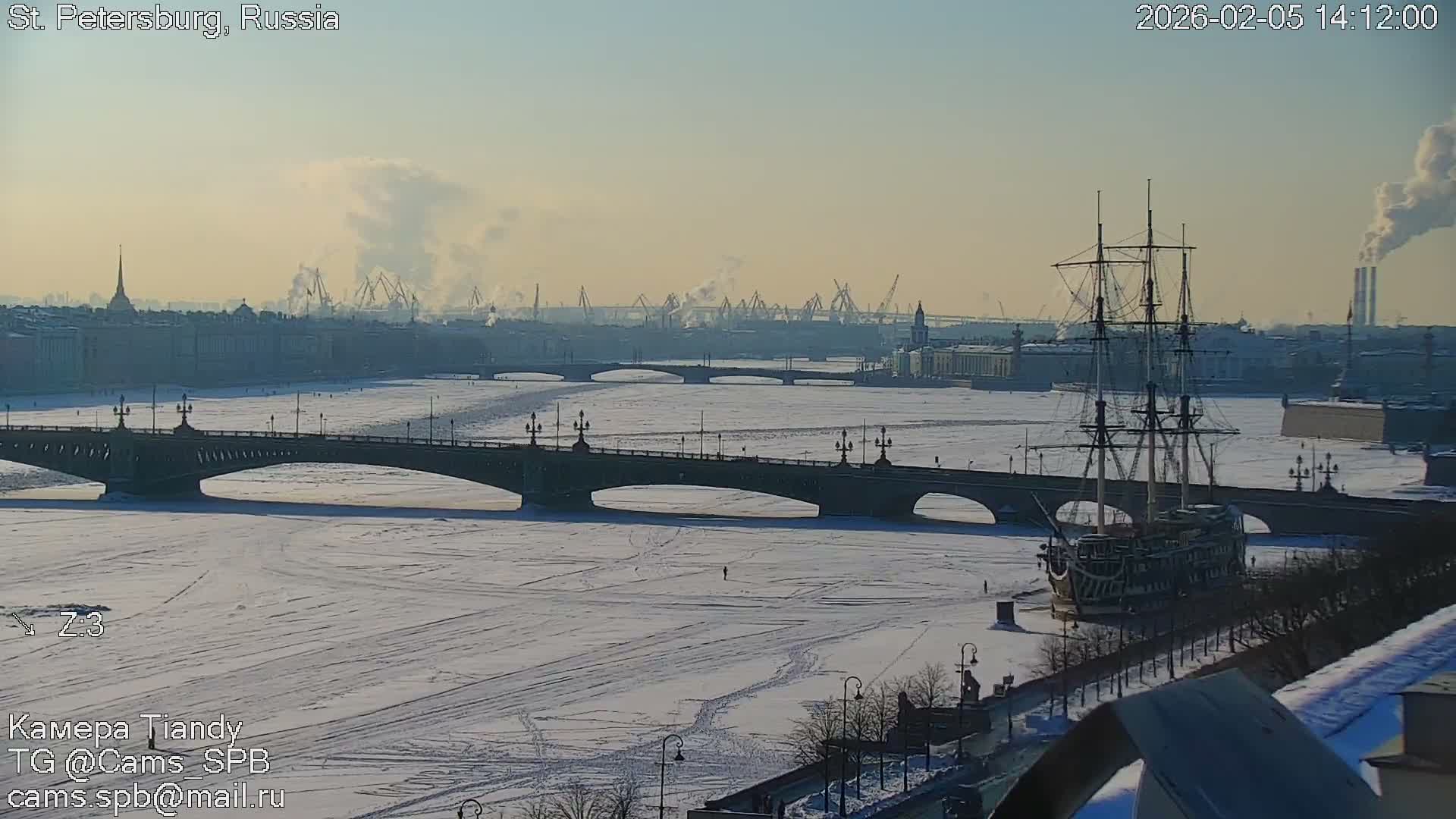 St. Petersburg Trinity Bridge (Troitsky Most) & South St. Petersburg Skyline Live Cam - Posadsky, Petrogradsky, Saint Petersburg, Northwestern (Severo-Zapadnyy), Russia
