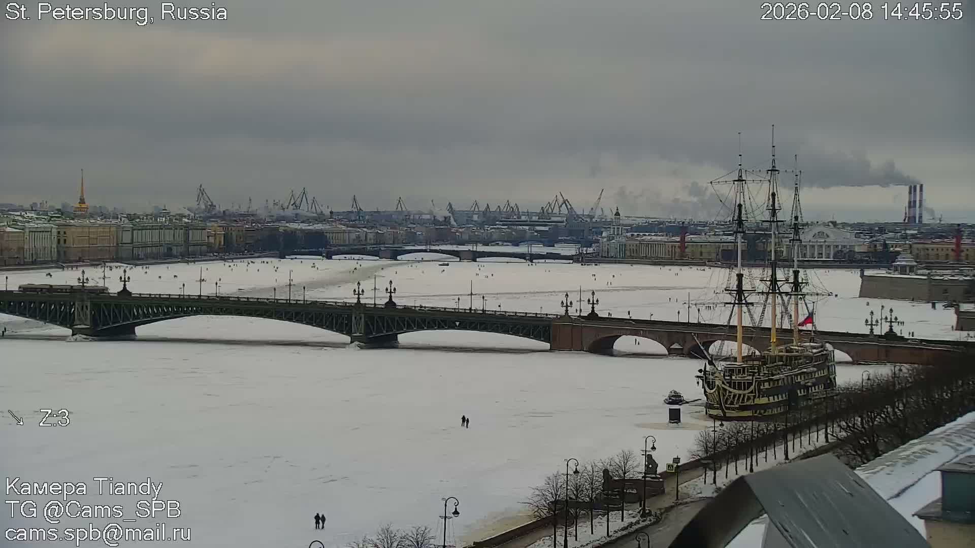 St. Petersburg Trinity Bridge (Troitsky Most) & South St. Petersburg Skyline Live Cam - Posadsky, Petrogradsky, Saint Petersburg, Northwestern (Severo-Zapadnyy), Russia