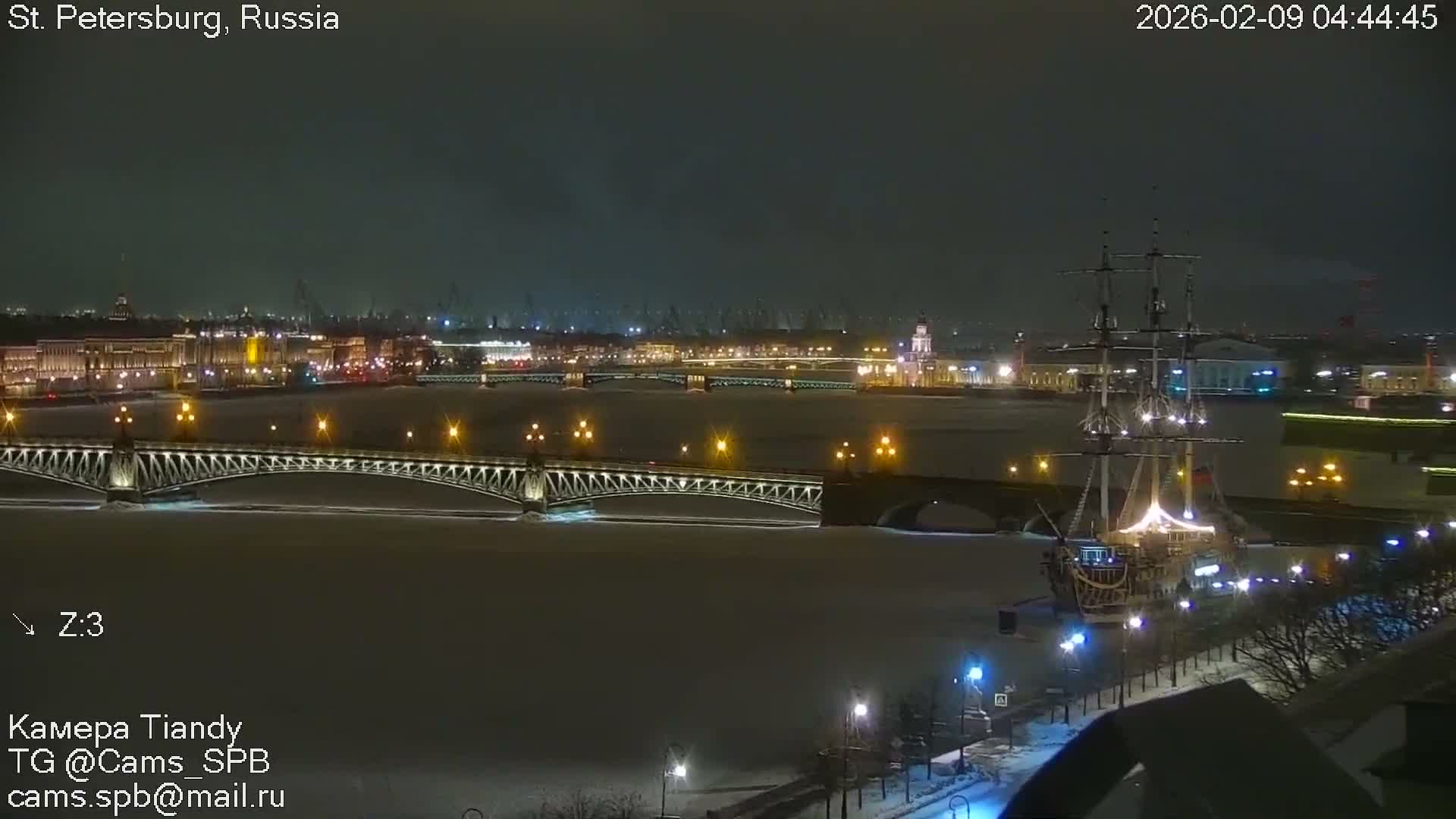 St. Petersburg Trinity Bridge (Troitsky Most) & South St. Petersburg Skyline Live Cam - Posadsky, Petrogradsky, Saint Petersburg, Northwestern (Severo-Zapadnyy), Russia