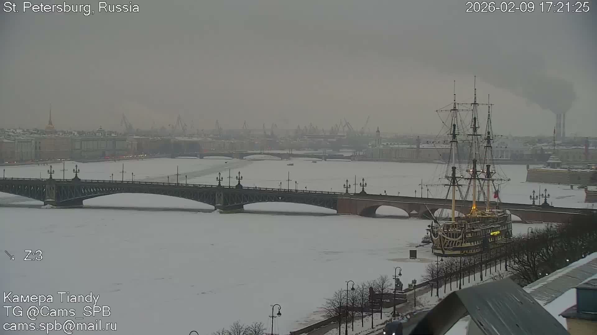 St. Petersburg Trinity Bridge (Troitsky Most) & South St. Petersburg Skyline Live Cam - Posadsky, Petrogradsky, Saint Petersburg, Northwestern (Severo-Zapadnyy), Russia